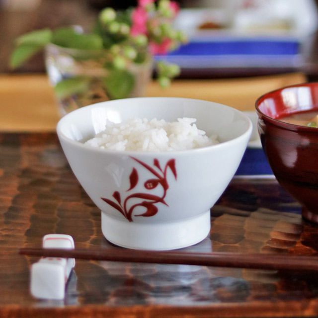 【砥部焼 千山窯】赤唐草のくらわんか茶碗(小)