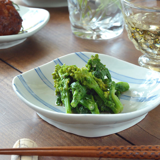 和食器・砥部焼　まるしかく取皿（ダミストライプ）