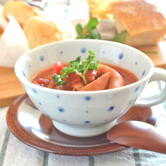 和食器・砥部焼　ブループラネットのスープカップ