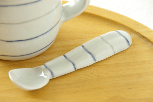 【砥部焼 梅乃瀬窯】しましま柄のスプーン★