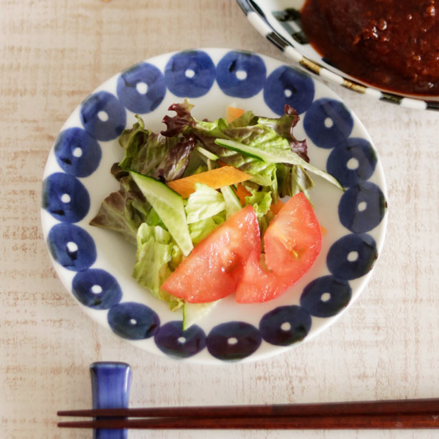 【砥部焼 雲石窯】ごす丸紋の丸皿(5寸)