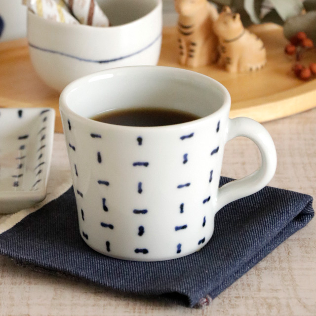 【砥部焼 雲石窯】たてよこのマグカップ