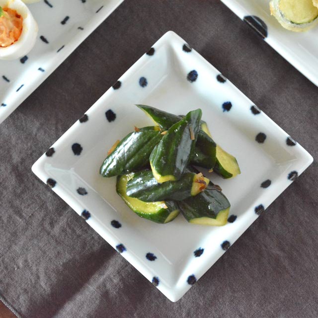 和食器・砥部焼　豆しぼりの正角皿