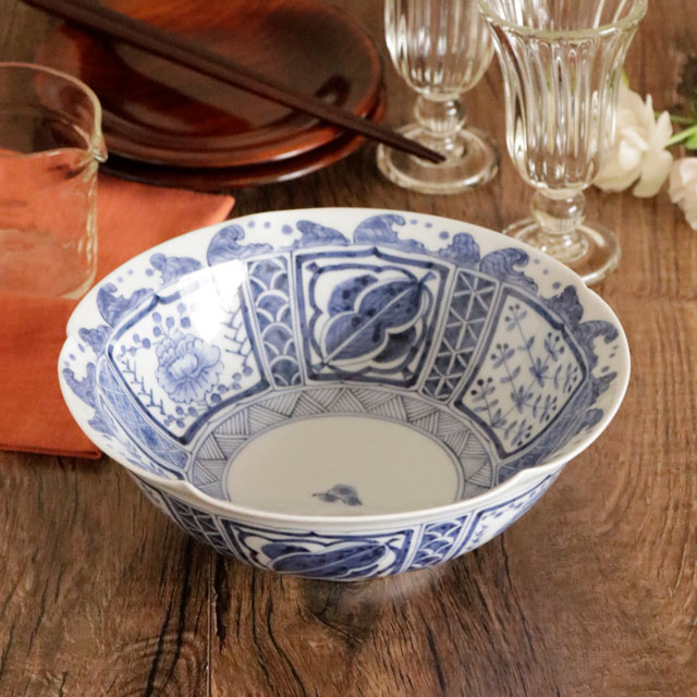 【砥部焼 陽貴窯】ふようの輪花鉢(7寸)