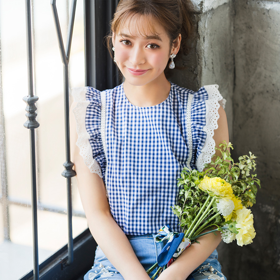ギンガムチェックブラウス