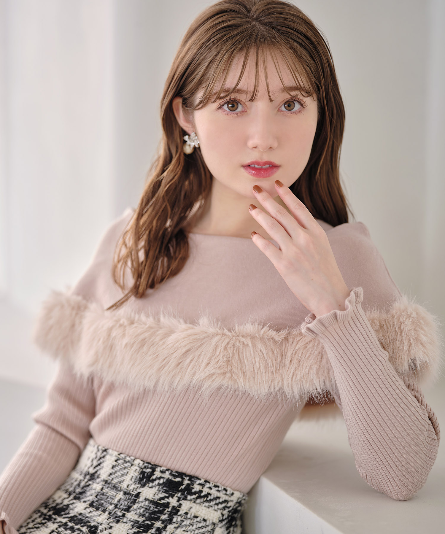ファー付きケープライク袖口フリルリブニットプルオーバー 【conery】 tocco closet(トッコクローゼット)