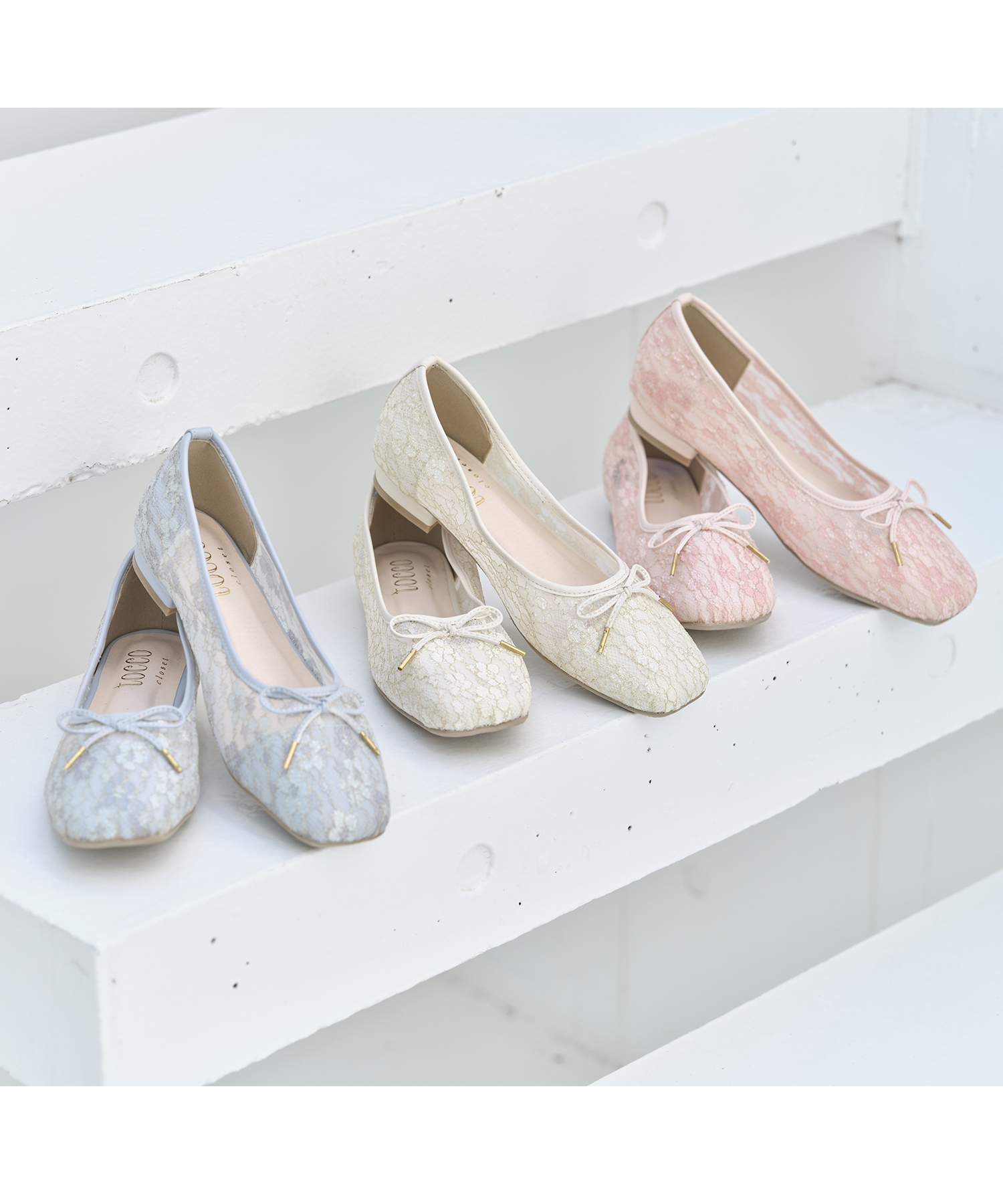ふわふわインソール入りゴールドスパンレースバレエシューズ 【fosmy フォスミー】 tocco closet ＊スペシャルプライス品につき返品/キャンセル/配送日指定不可/ラッピング不可/少量在庫のセールの為交換は出来かねる場合がございます。