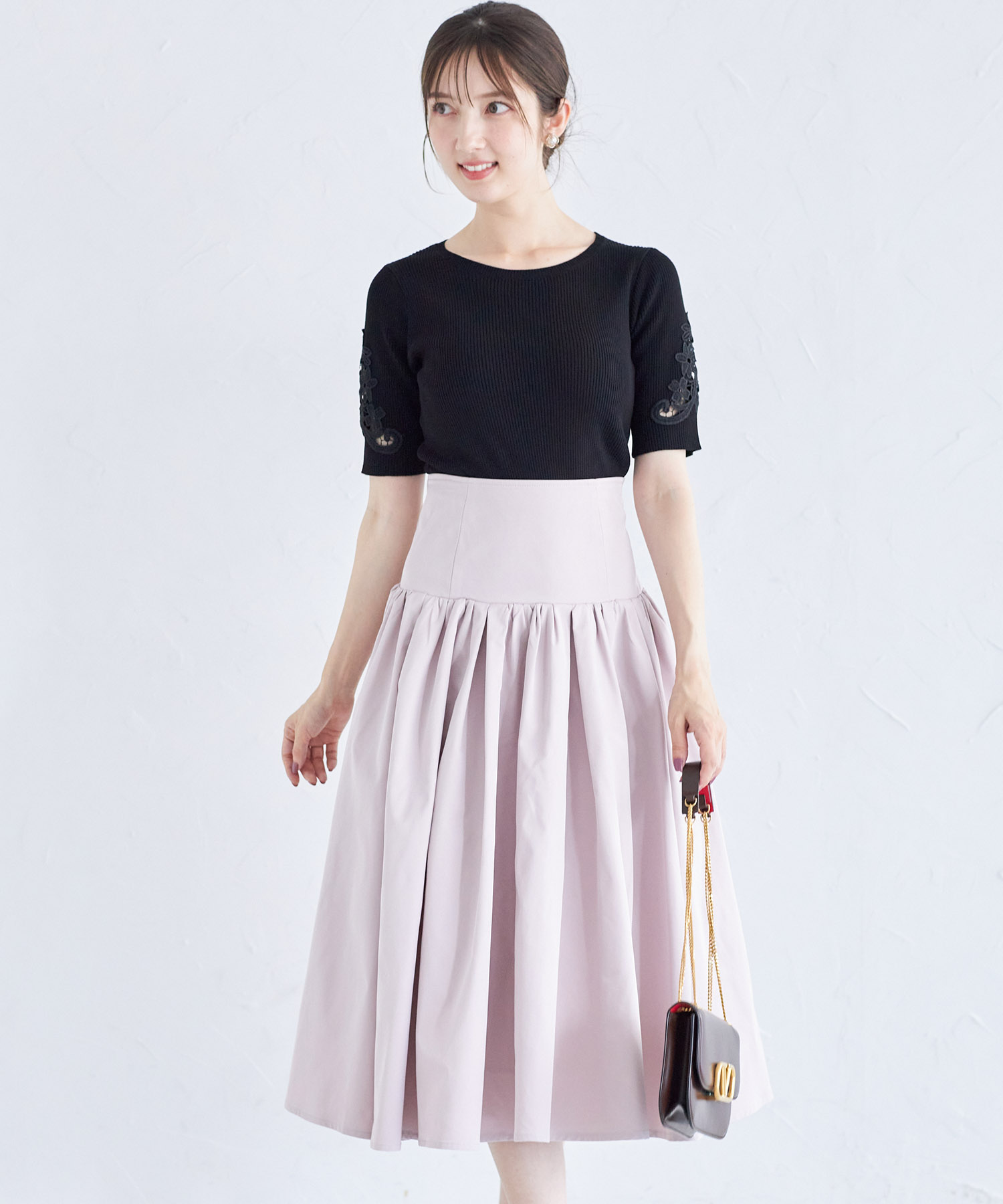 バックレースアップハイウエストボリュームスカート【lomatis ロマティス】 tocco closet＊スペシャルプライス品につき返品/キャンセル/配送日指定不可/ラッピング不可/少量在庫のセールの為交換は出来かねる場合がございます。