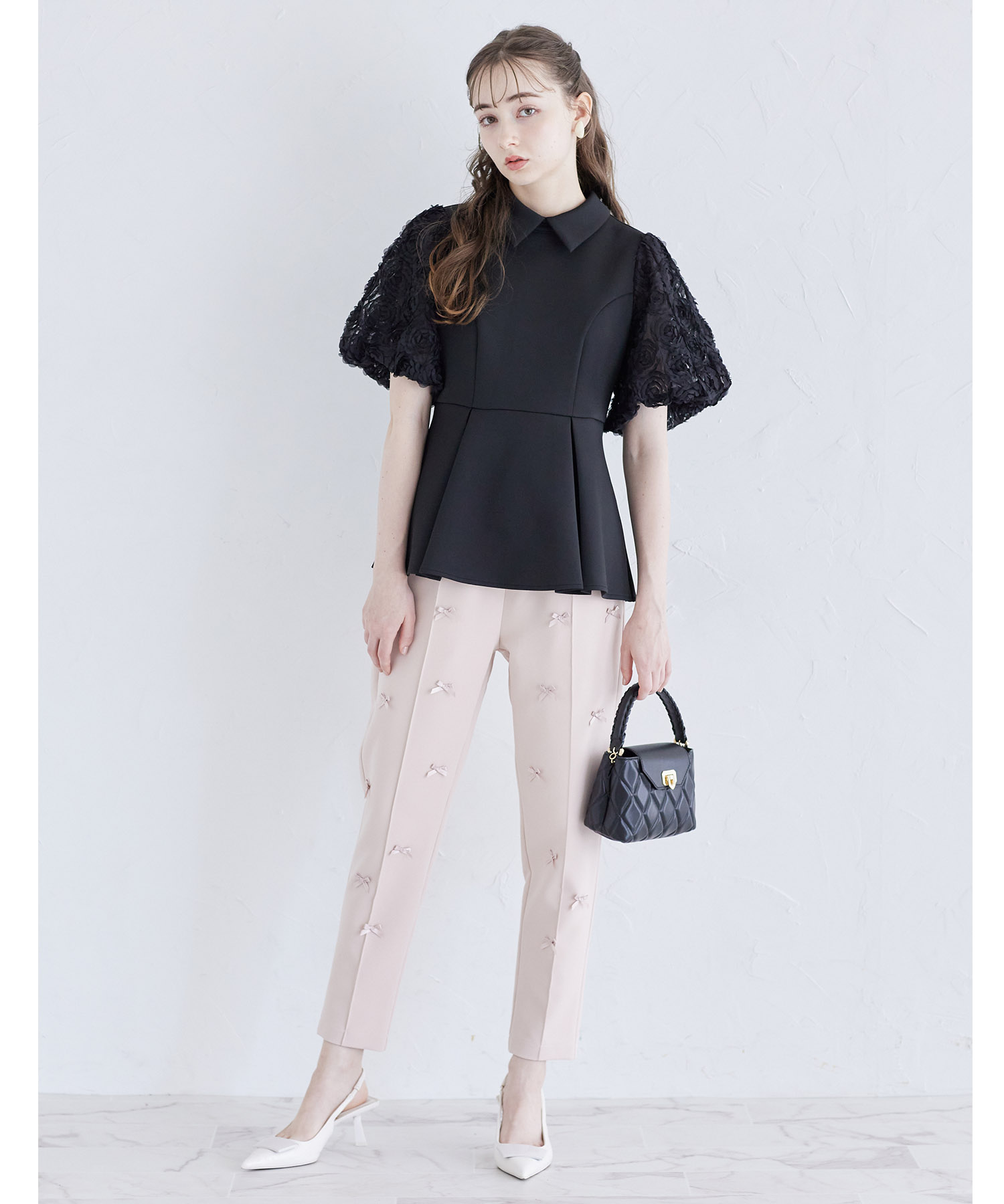 リボン付きテーパードパンツ 8月13日(火)再販決定☆【coration コレイション】≪tocco closet luxe≫ tocco closet(トッコクローゼット)