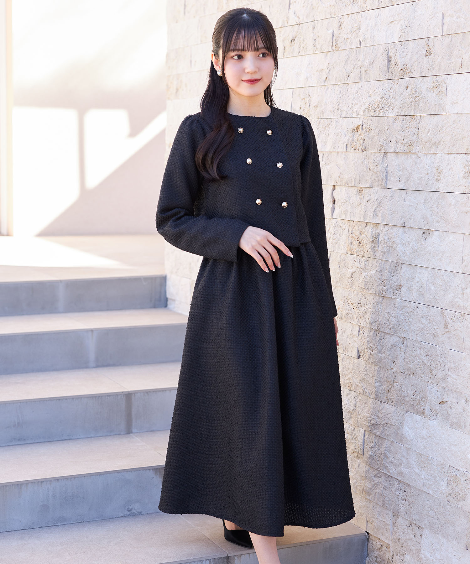 ベーシックツイードフレアスカート【floravie フロラヴィー】 tocco closet(トッコクローゼット)《@momo.e_さんコラボ》＊スペシャルプライス品につき返品/キャンセル/配送日指定不可/ラッピング不可/少量在庫のセールの為交換は出来かねる場合がございます。