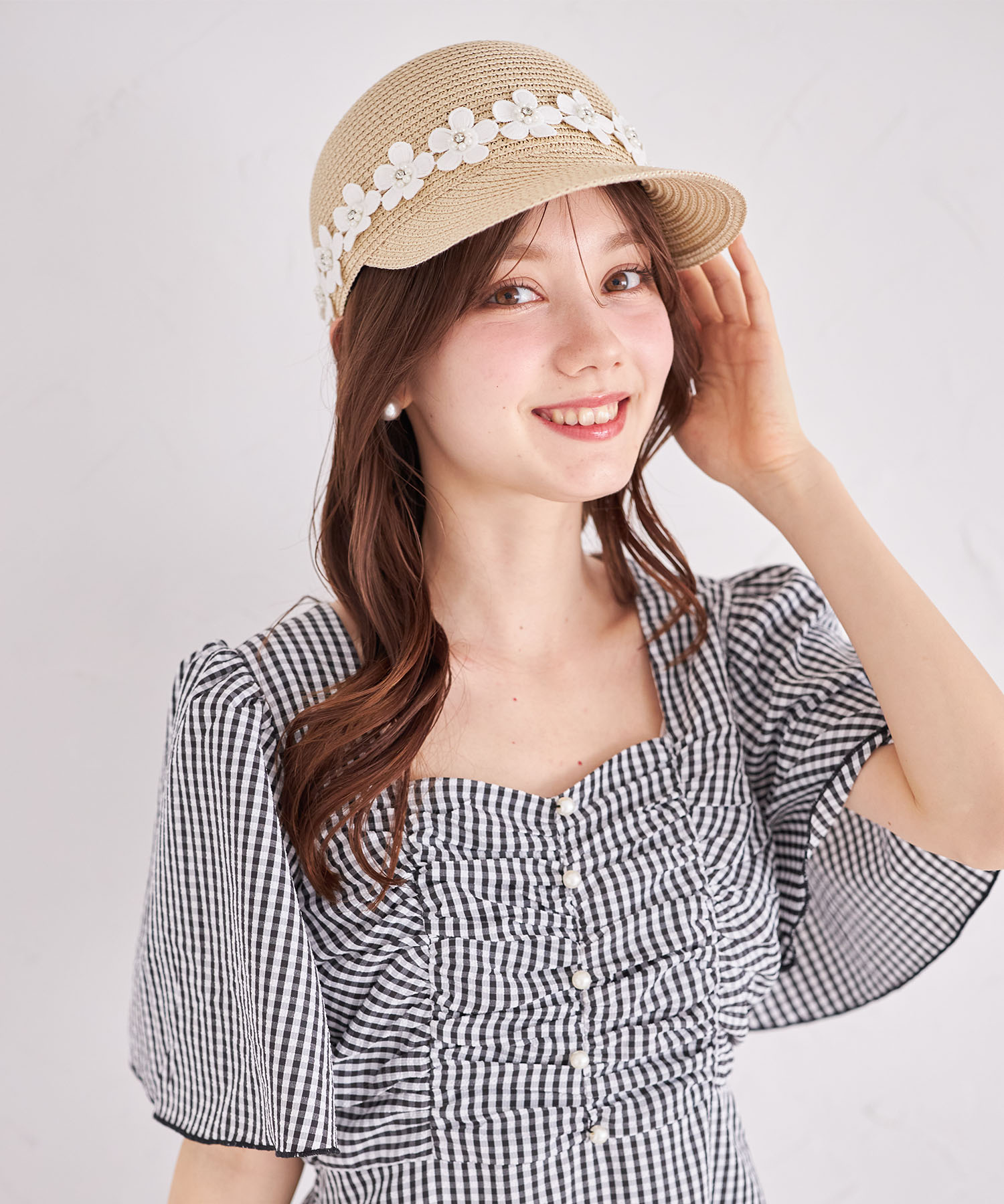 レースモチーフ付きペーパーキャスケット【arvella アーヴェラ】  tocco closet(トッコクローゼット)《UV Item Collection》＊スペシャルプライス品につき返品/キャンセル/配送日指定不可/ラッピング不可/少量在庫のセールの為交換は出来かねる場合がございます。