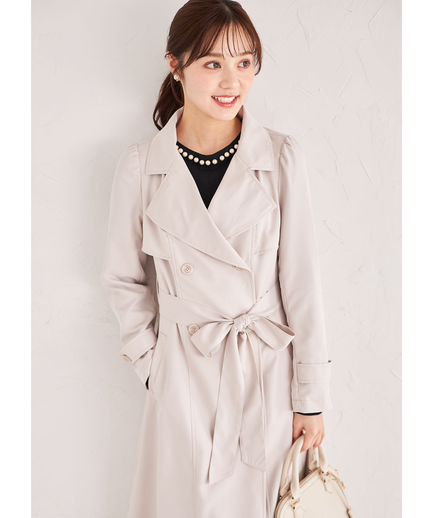 ウエストりぼん付き後ろチュール切り替えトレンチコート【emmelia エメリア】 tocco closet(トッコクローゼット)＊スペシャルプライス品につき返品/キャンセル/配送日指定不可/ラッピング不可/少量在庫のセールの為交換は出来かねる場合がございます。