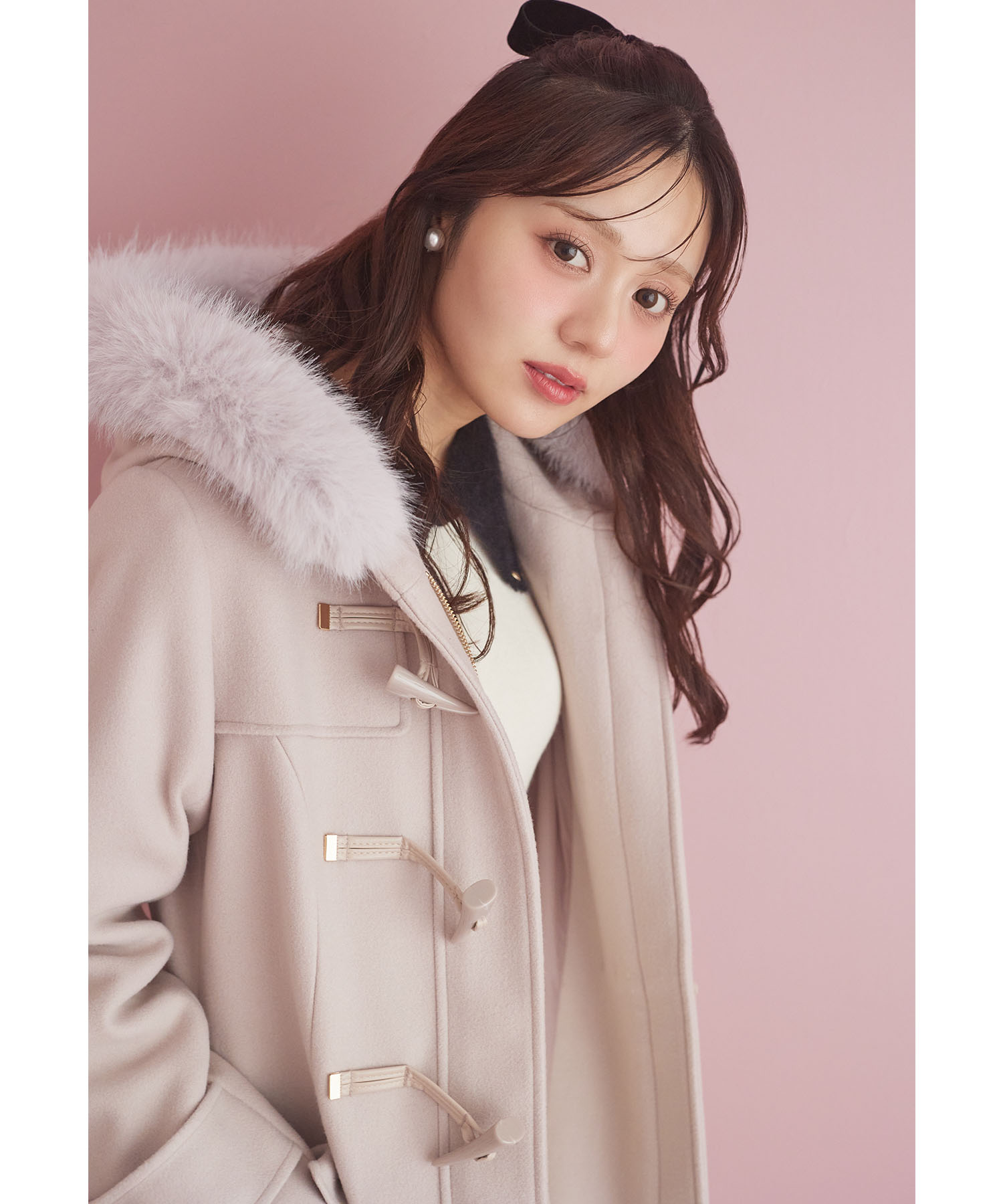 tocco トッコクローゼット　取り外し可能なファー付きフィット＆フレアシルエットダッフルコート