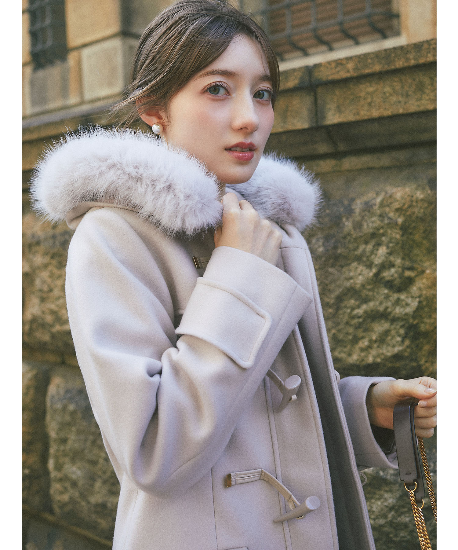 取り外し可能なファー付きフィット＆フレアシルエットダッフルコート tocco closet(トッコクローゼット) ＊スペシャルプライス品につき返品/キャンセル/配送日指定不可/ラッピング不可/少量在庫のセールの為交換は出来かねる場合がございます。