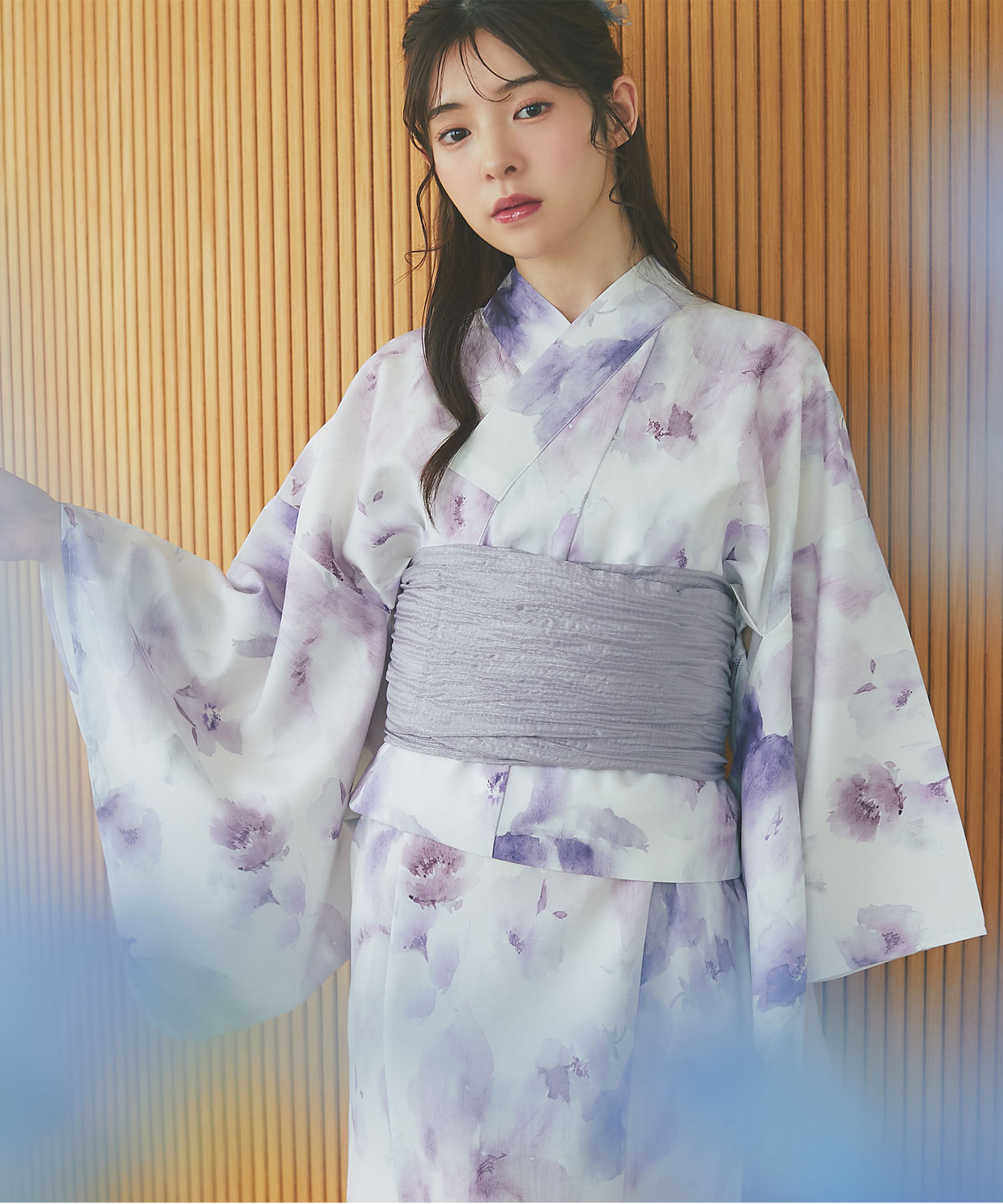 tocco トッコクローゼット　【トップス＆ワンピース＆帯の３点セット】２ＷＡＹ♪水彩フラワープリントセパレート浴衣 