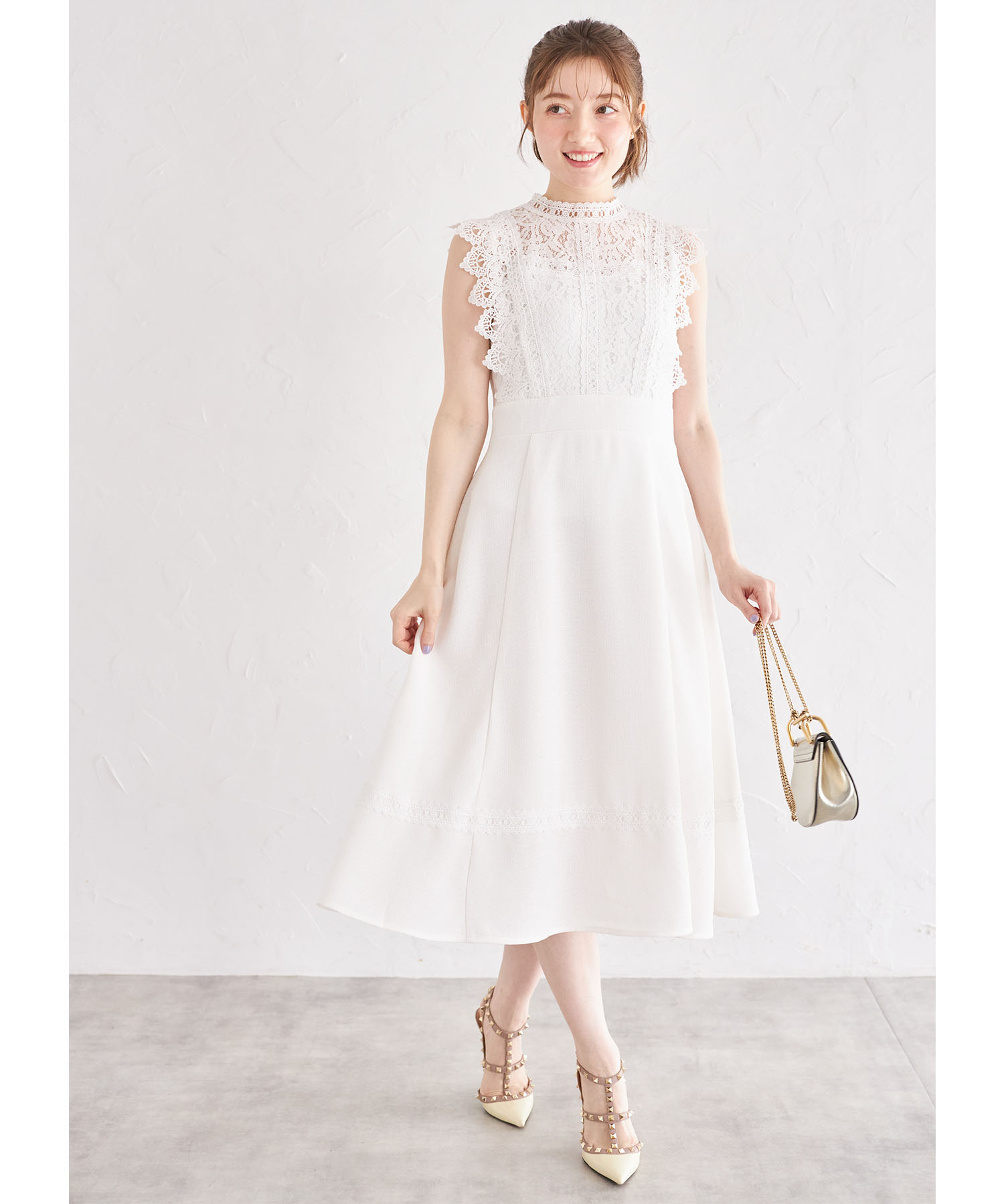 レース×ツイードドッキングワンピース 6月30日(月)オフィシャルサイト限定再販☆【avriea アヴリア】 tocco closet(トッコクローゼット)※少量の在庫確保による再販売の為、交換は出来かねる場合がございます。予めご了承ください。