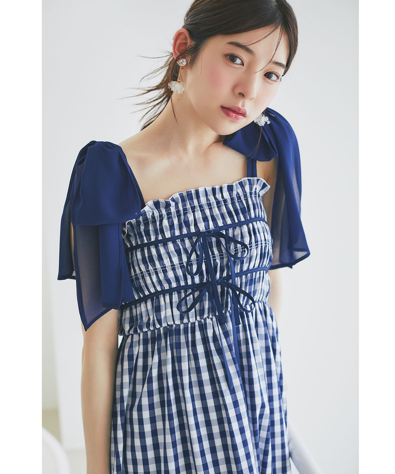 フロントリボン付きリボンショルダーギンガムチェックワンピース 6月30日(月)オフィシャルサイト限定再販☆《SUMMER BLUE 2025》tocco closet(トッコクローゼット) ※少量の在庫確保による再販売の為、交換は出来かねる場合がございます。予めご了承ください。