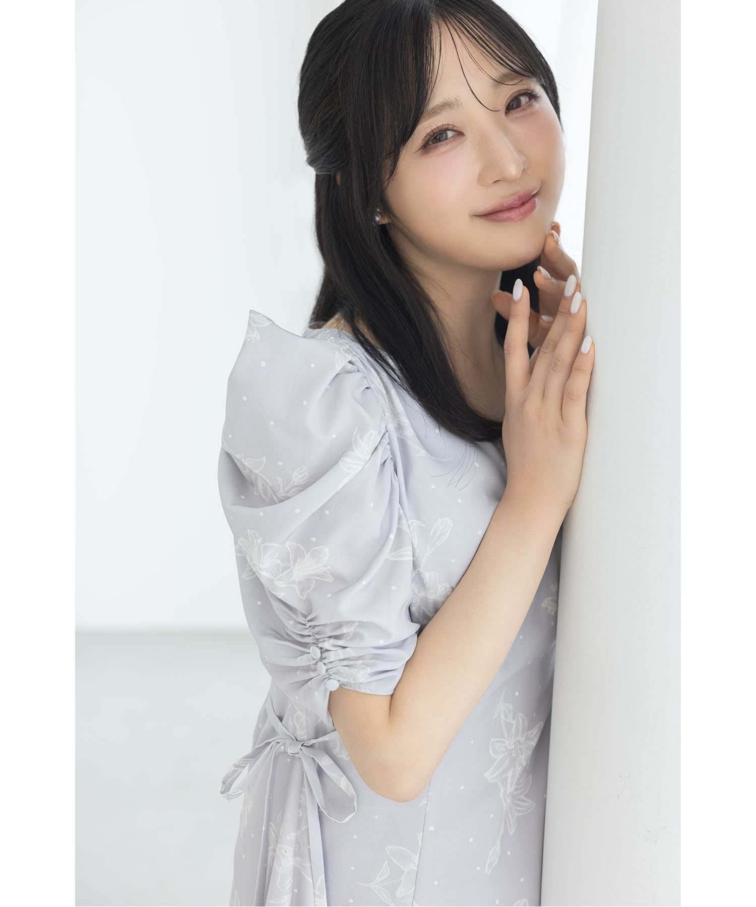 COTOO ホワイト ニットロングワンピース 透かし柄アレンジニットワンピース（マキシ・ロングワンピース