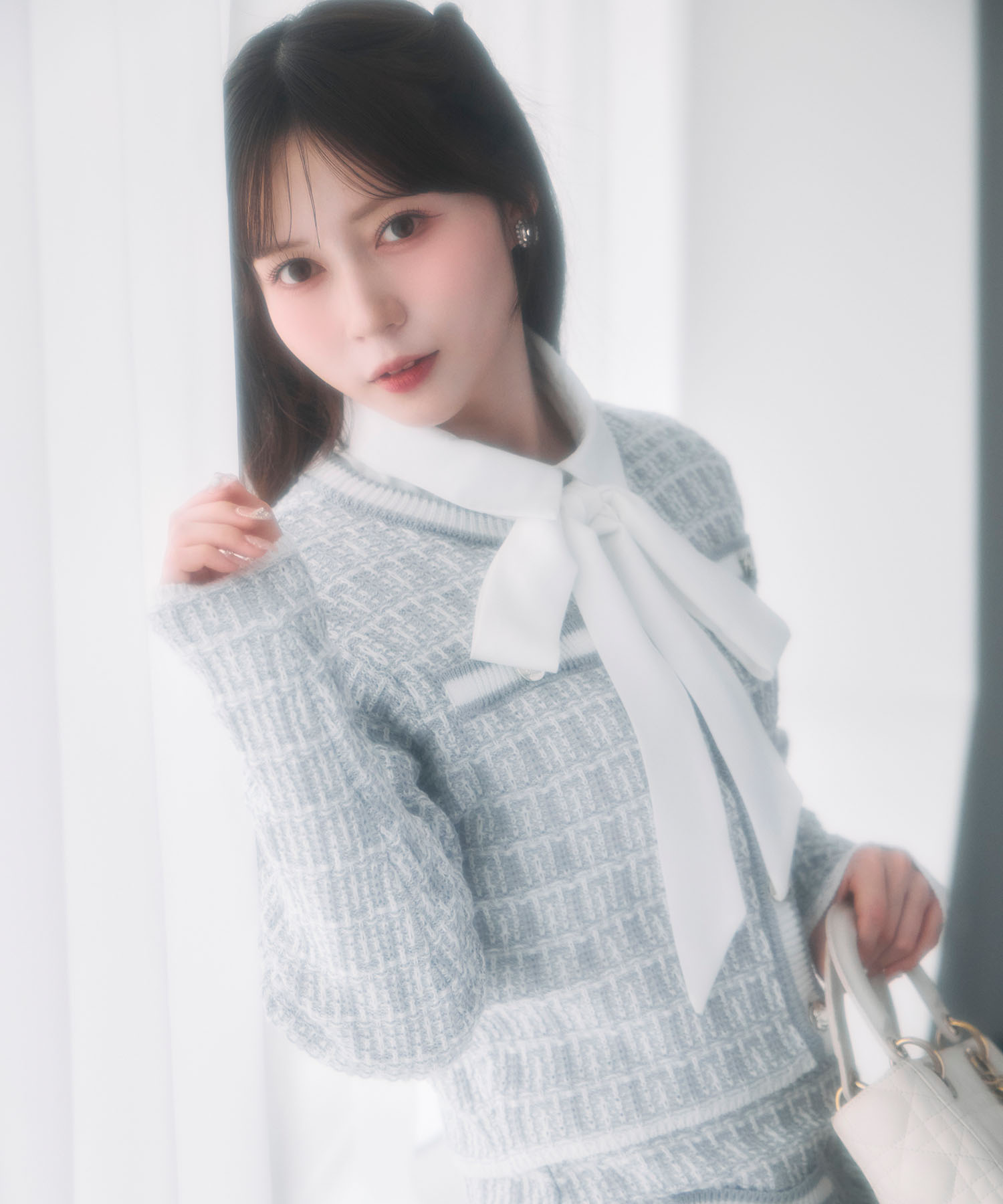 エンブレム釦ツイード風ニットカーディガン【legrina レグリナ】 tocco closet(トッコクローゼット) ＊スペシャルプライス品につき返品/キャンセル/配送日指定不可/ラッピング不可/少量在庫のセールの為交換は出来かねる場合がございます。