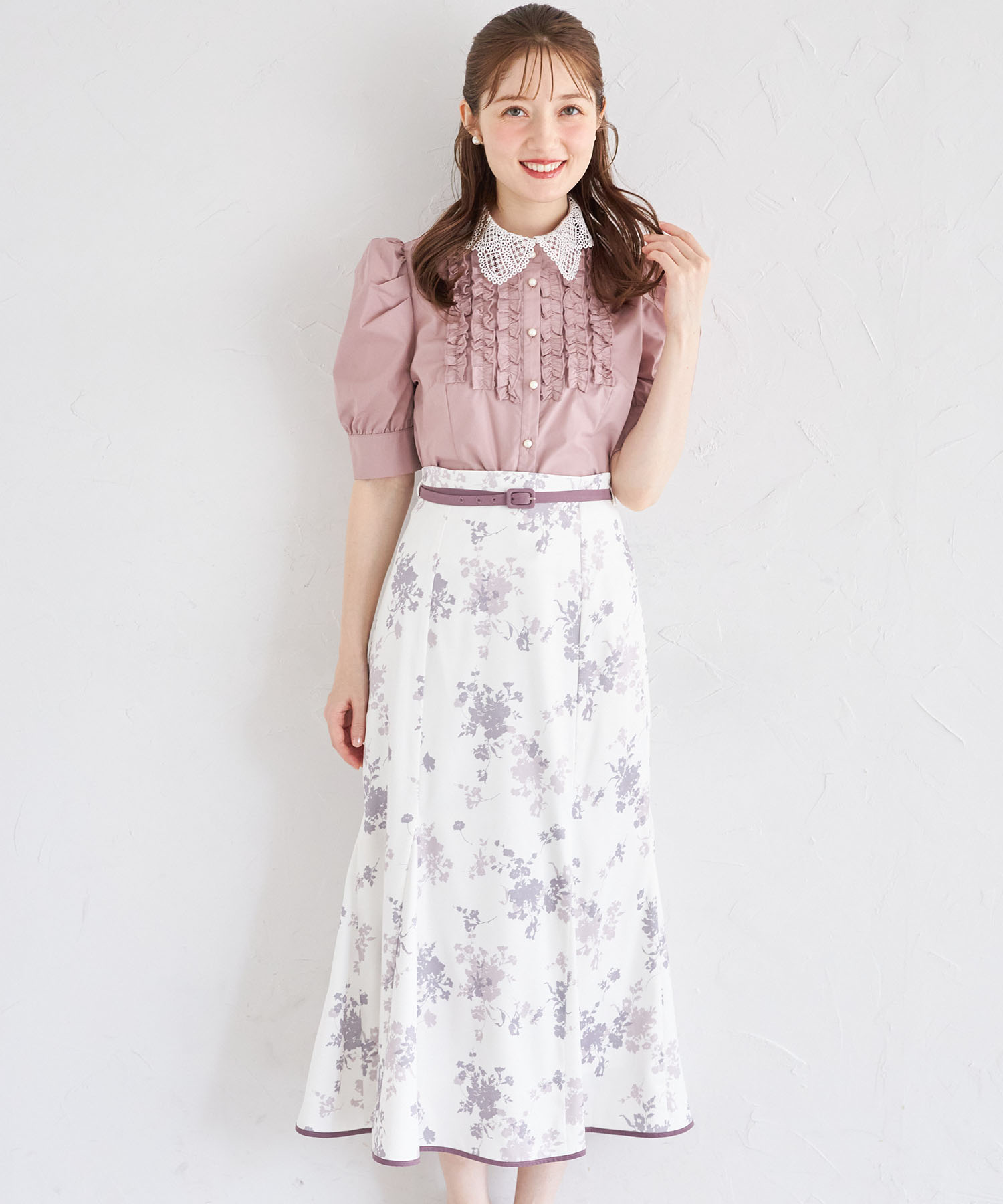 tocco トッコクローゼット　ベルト付きシャドーフラワーマーメイドスカート