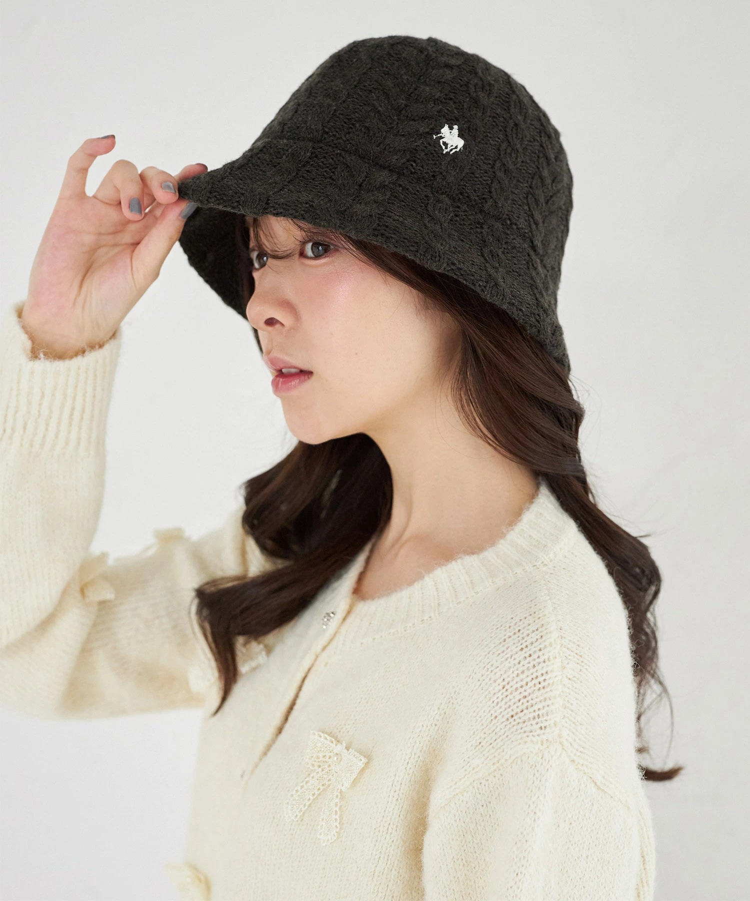 【POLOセレクト】ロゴ刺繍入りニットケーブルハット  12月15日(月)再販決定☆ tocco closet(トッコクローゼット)　※セレクトアイテム ※少量の在庫確保による再販売の為、交換は出来かねる場合がございます。