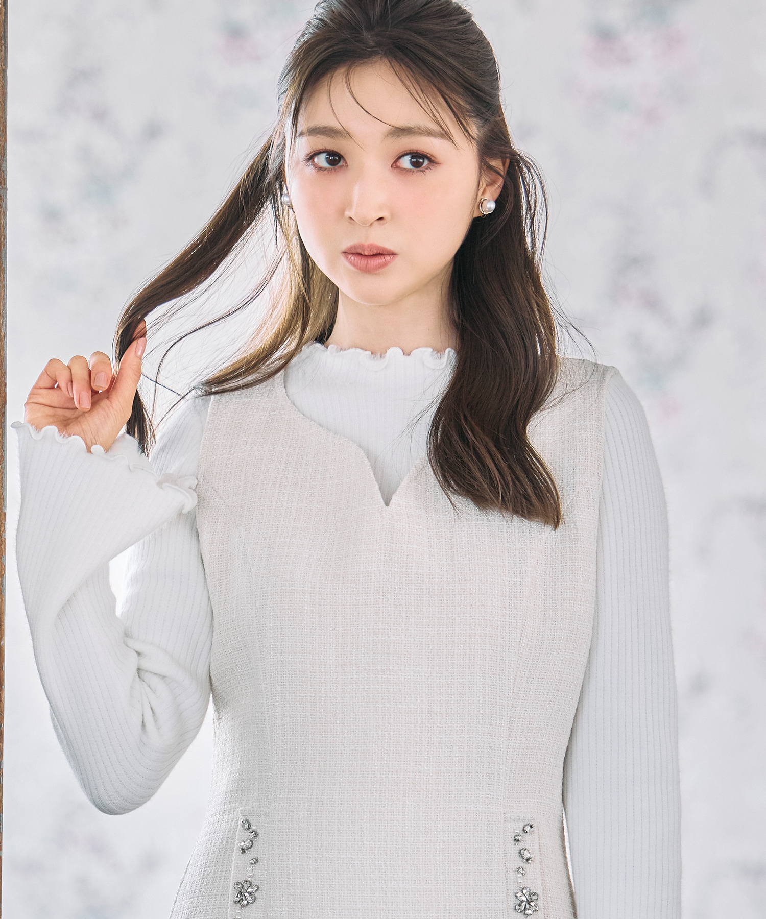 tocco トッコクローゼット　メローフリル裏起毛リブニットプルオーバー