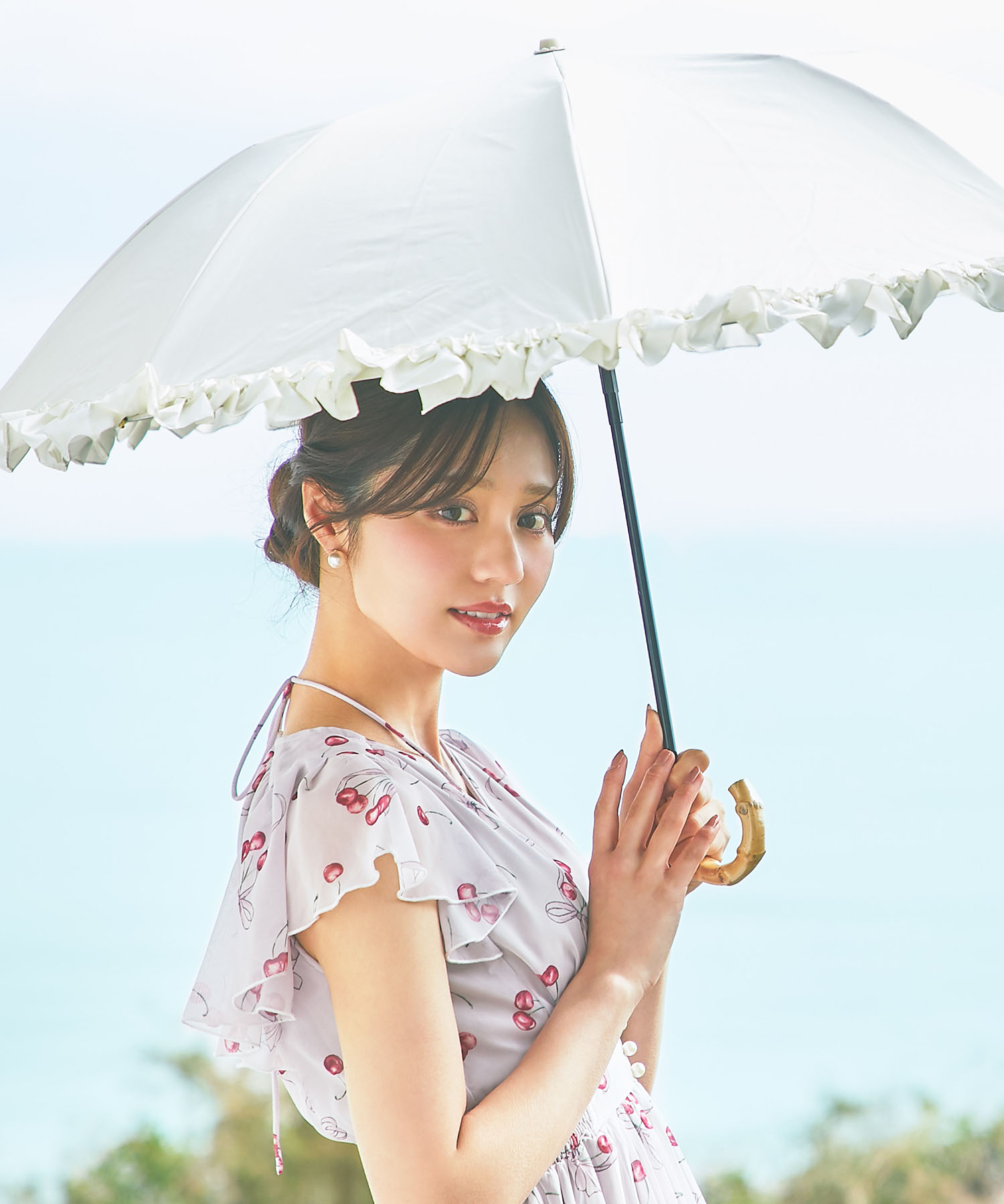 晴雨兼用♪完全遮光リボンデザインホイップフリル折り畳みジャンプ傘（ワンタッチ式）tocco closet(トッコクローゼット)