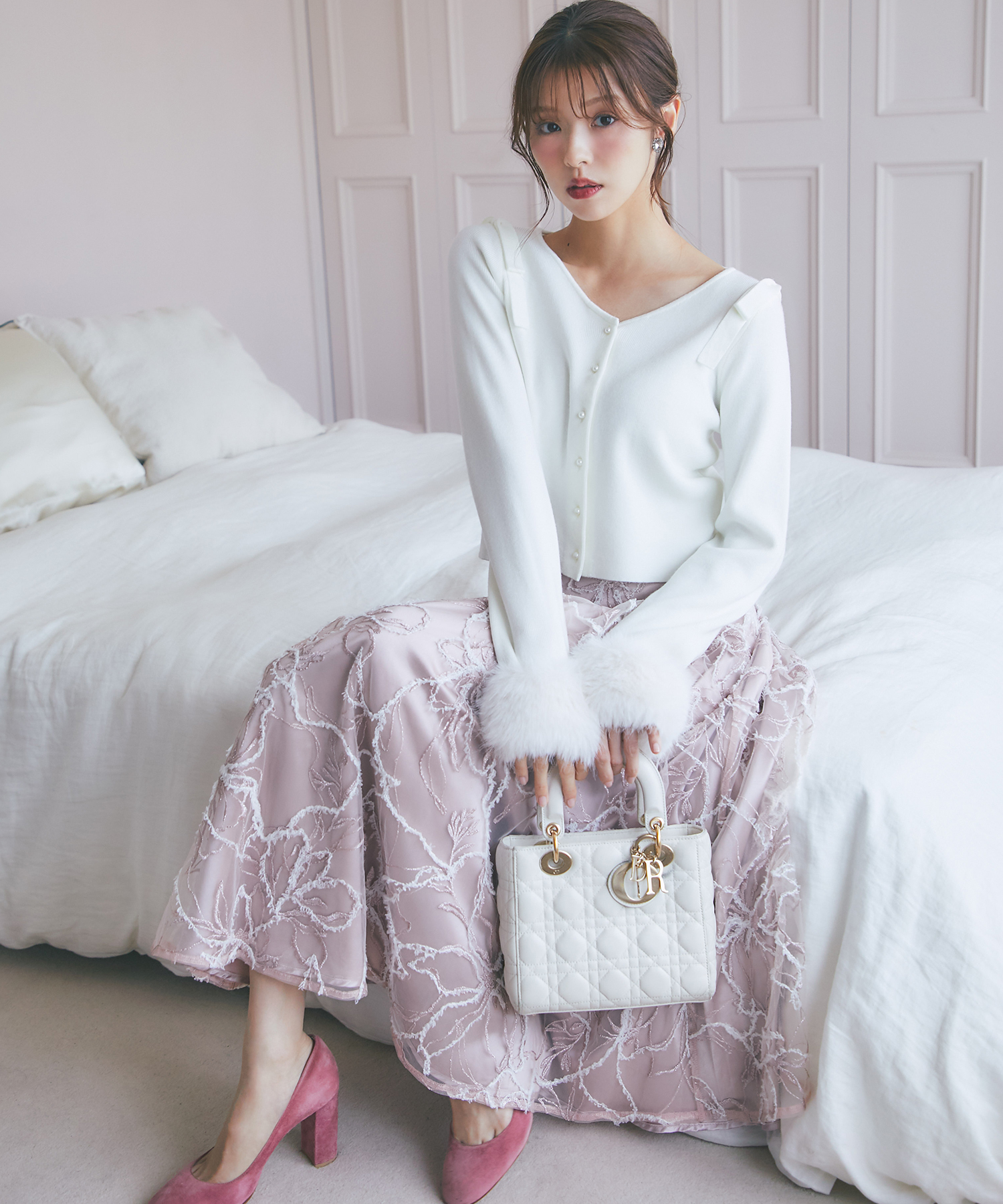 再販予定！入荷連絡受付中☆バックレースアップモールレースタックフレアスカート tocco closet(トッコクローゼット)※鈴木ゆうかさんはピンク着用