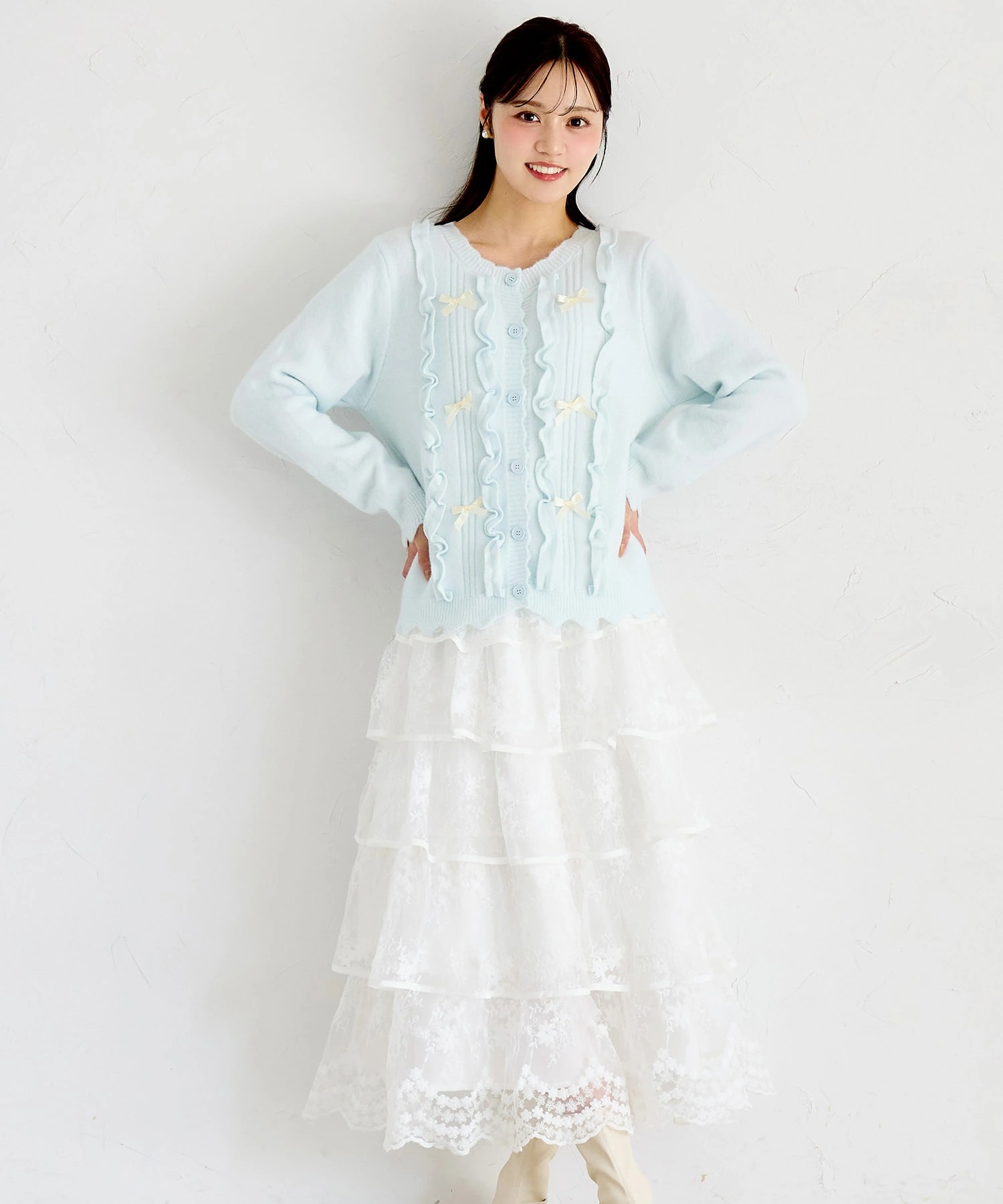 フラワーレース刺繍ティアードスカート tocco closet(トッコクローゼット)※オフィシャルサイト限定