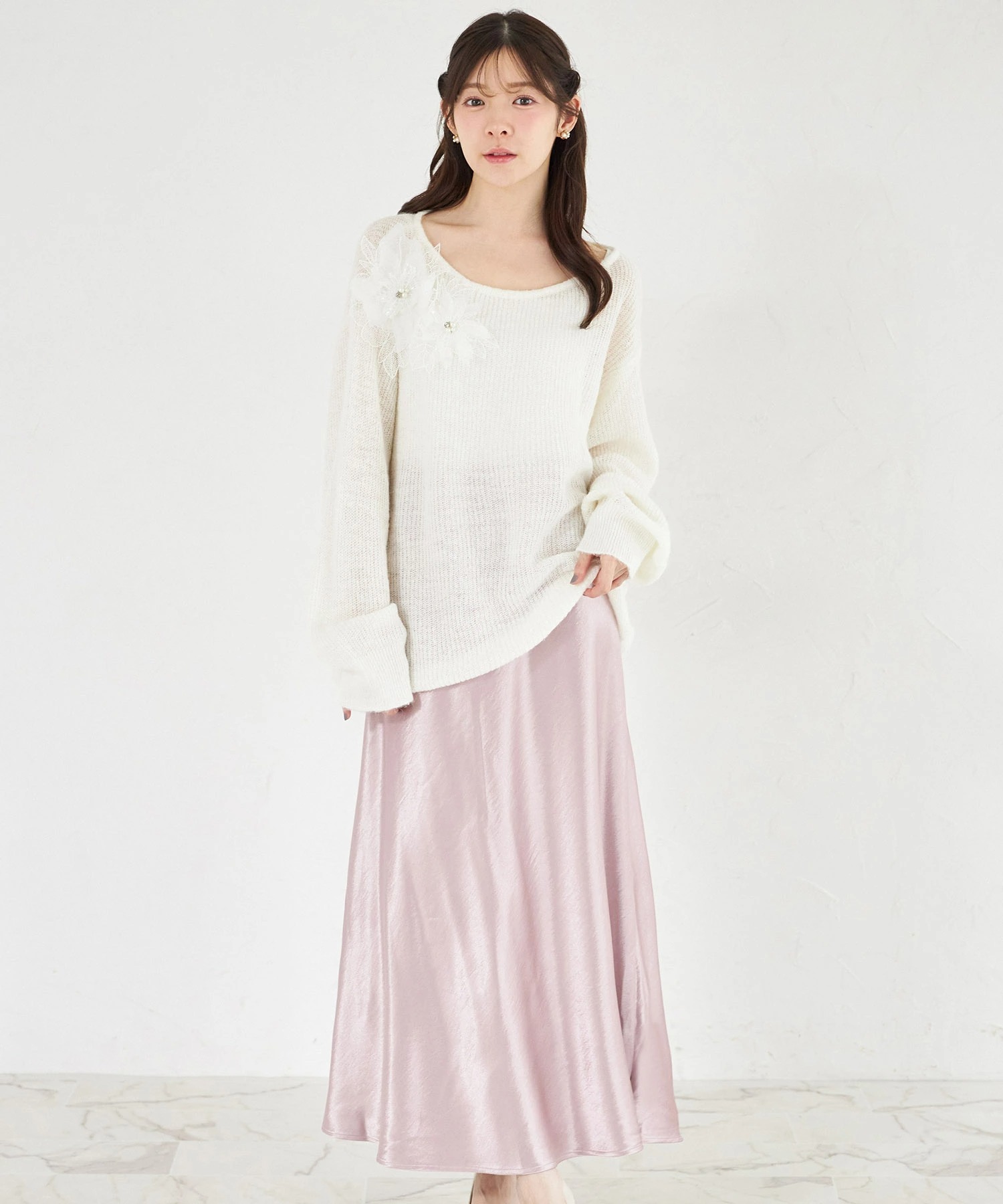 tocco トッコクローゼット　ビンテージサテンナロースカート 