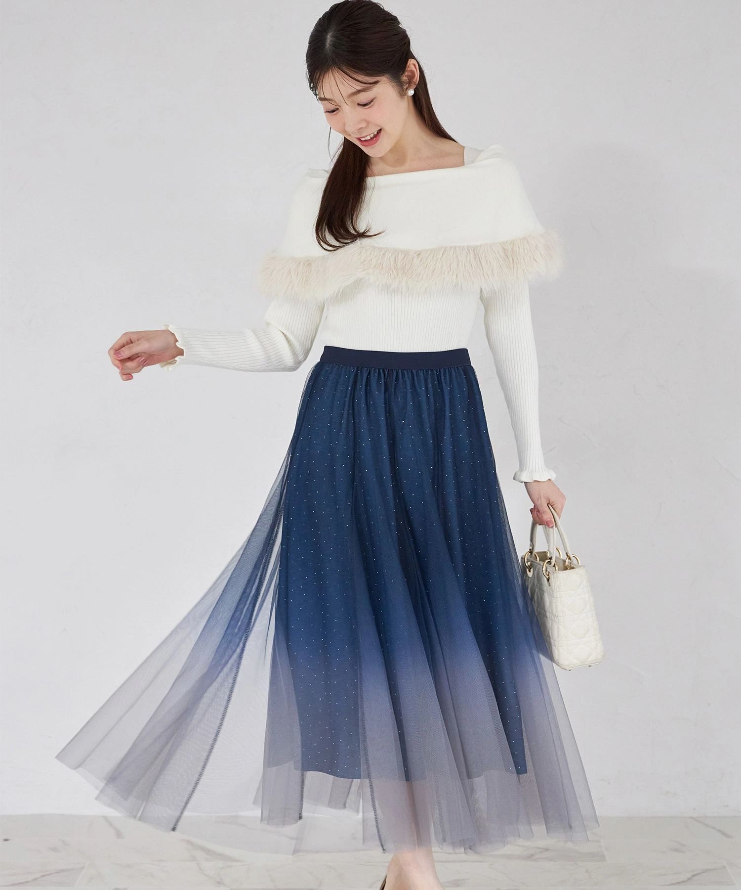 キラキラストーン付きグラデージョンチュールスカート tocco closet(トッコクローゼット)※オフィシャルサイト限定