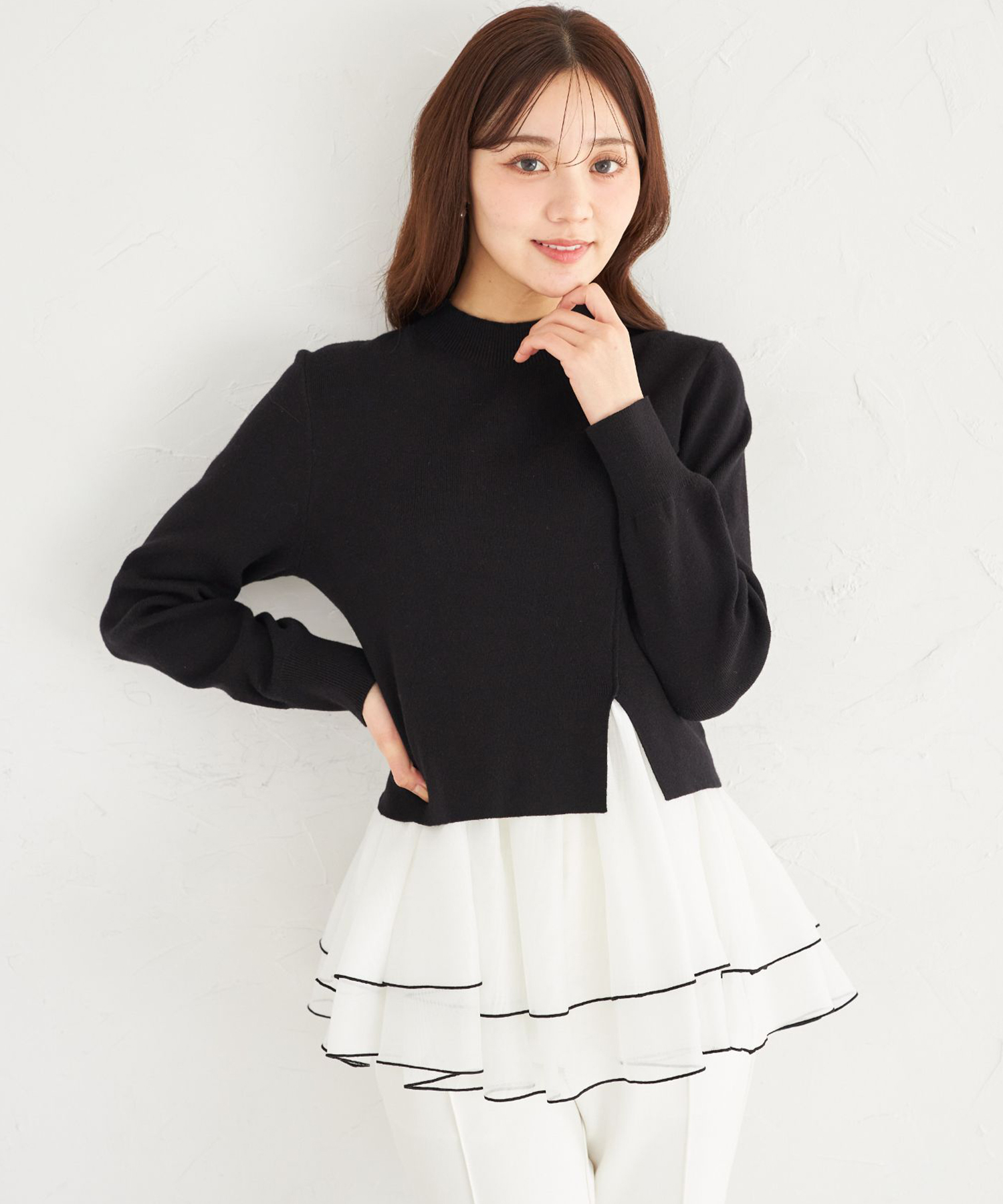 フリルキャミソール付きレイヤードニットプルオーバー   tocco closet《KnitCollection》 ＊スペシャルプライス品につき返品/キャンセル/配送日指定不可/ラッピング不可/少量在庫のセールの為交換は出来かねる場合がございます。