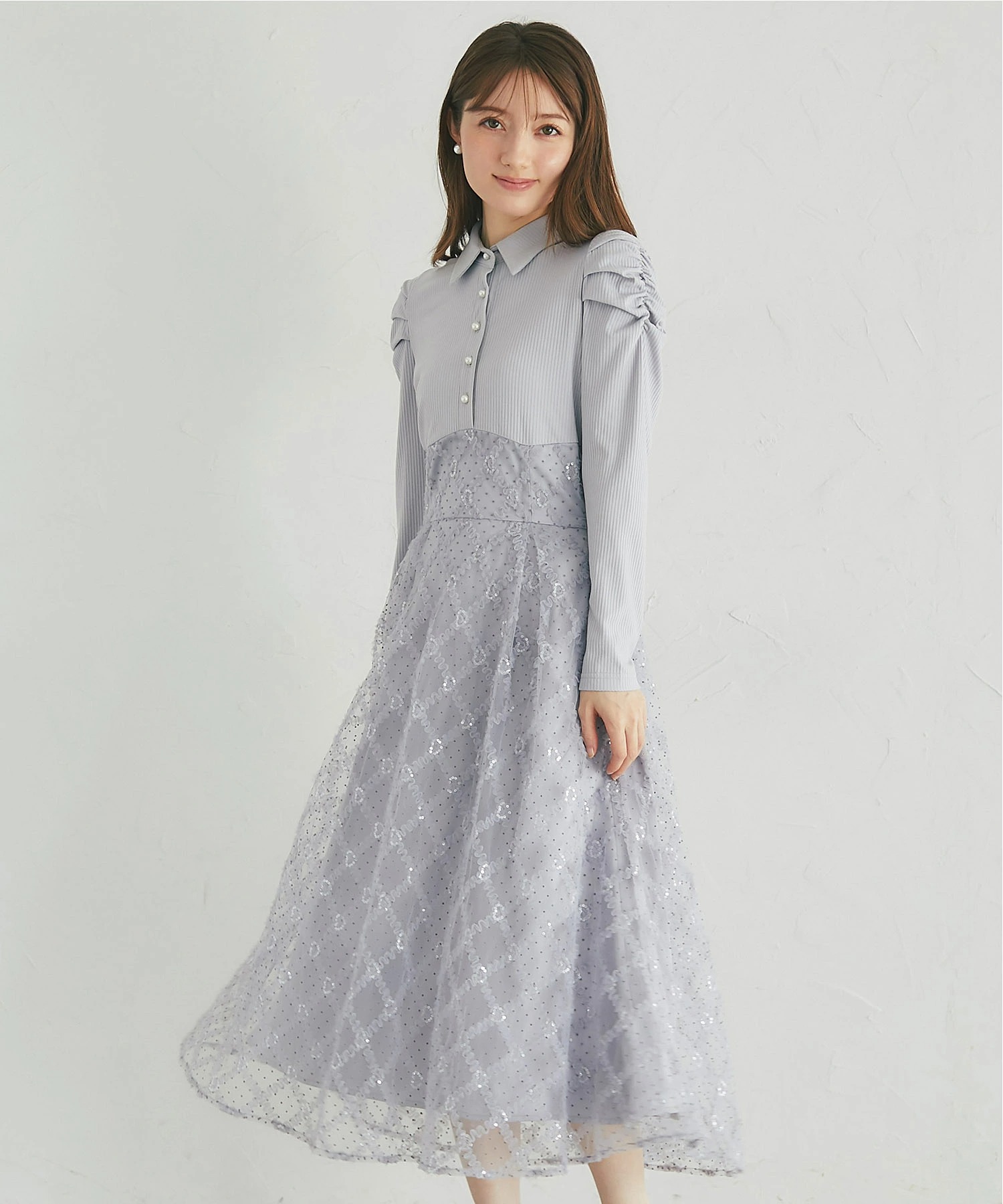 スパンコールフリルドットチュールドッキングシャツワンピース 2月2日(月)オフィシャルサイト限定再販☆  tocco closet(トッコクローゼット)※少量の在庫確保による再販売の為、交換は出来かねる場合がございます。予めご了承ください。