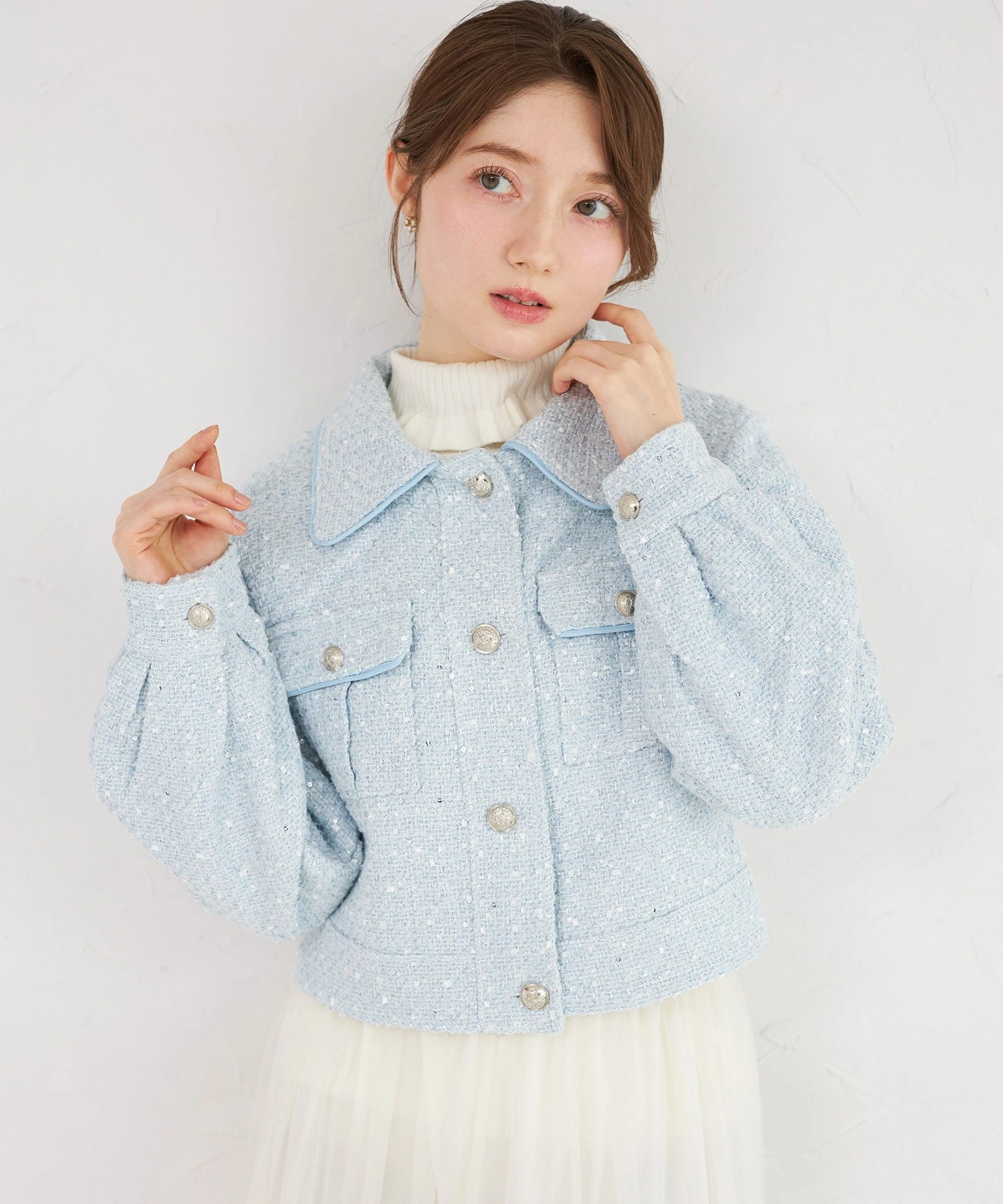 tocco トッコクローゼット ポケット付きスパンコールツイードジャケット 