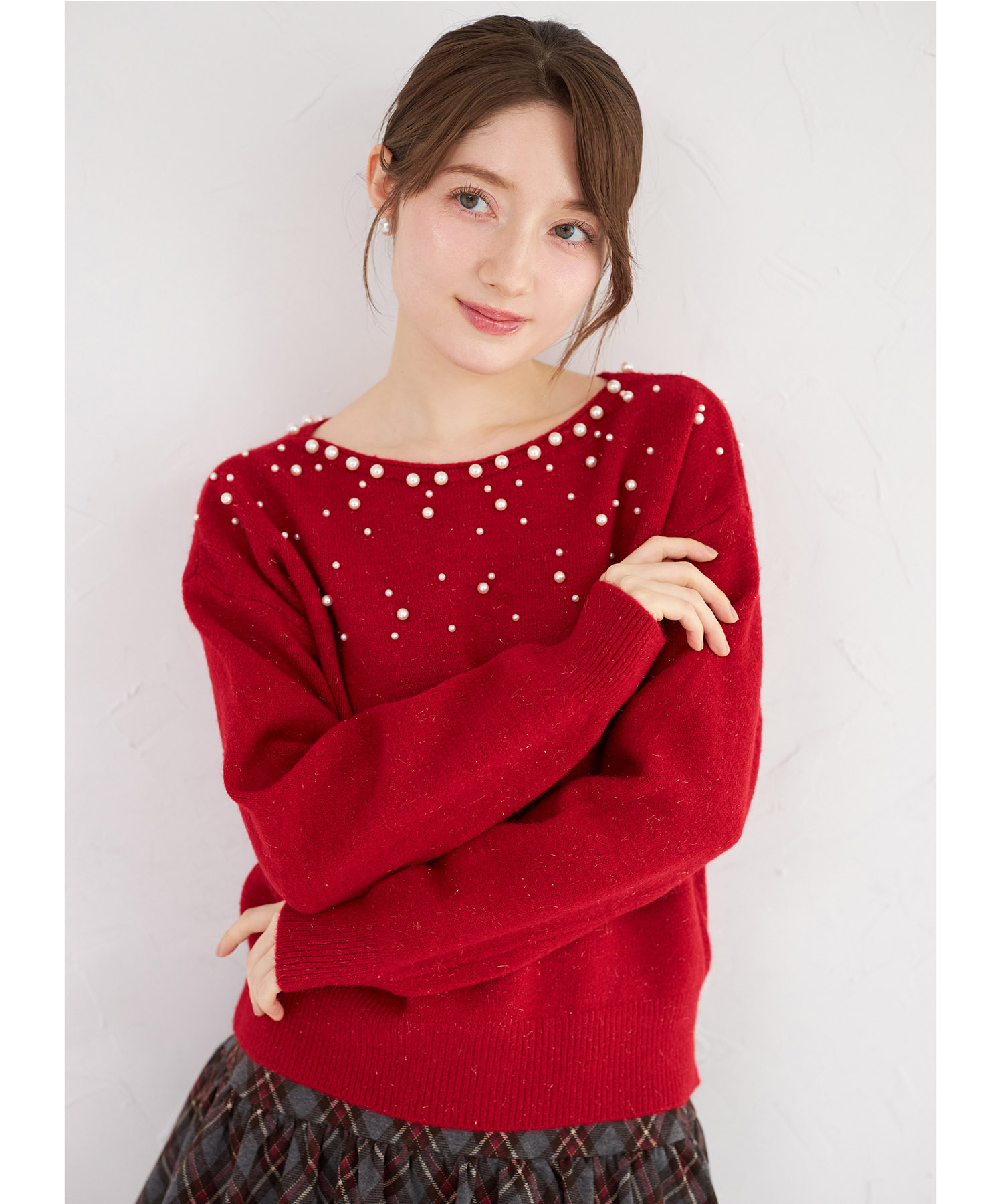 パール装飾ラメシャギーニットプルオーバー 2月2日(月)オフィシャルサイト限定再販☆tocco closet(トッコクローゼット)　※少量の在庫確保による再販売の為、交換は出来かねる場合がございます。予めご了承ください。※パープルの入荷はありません