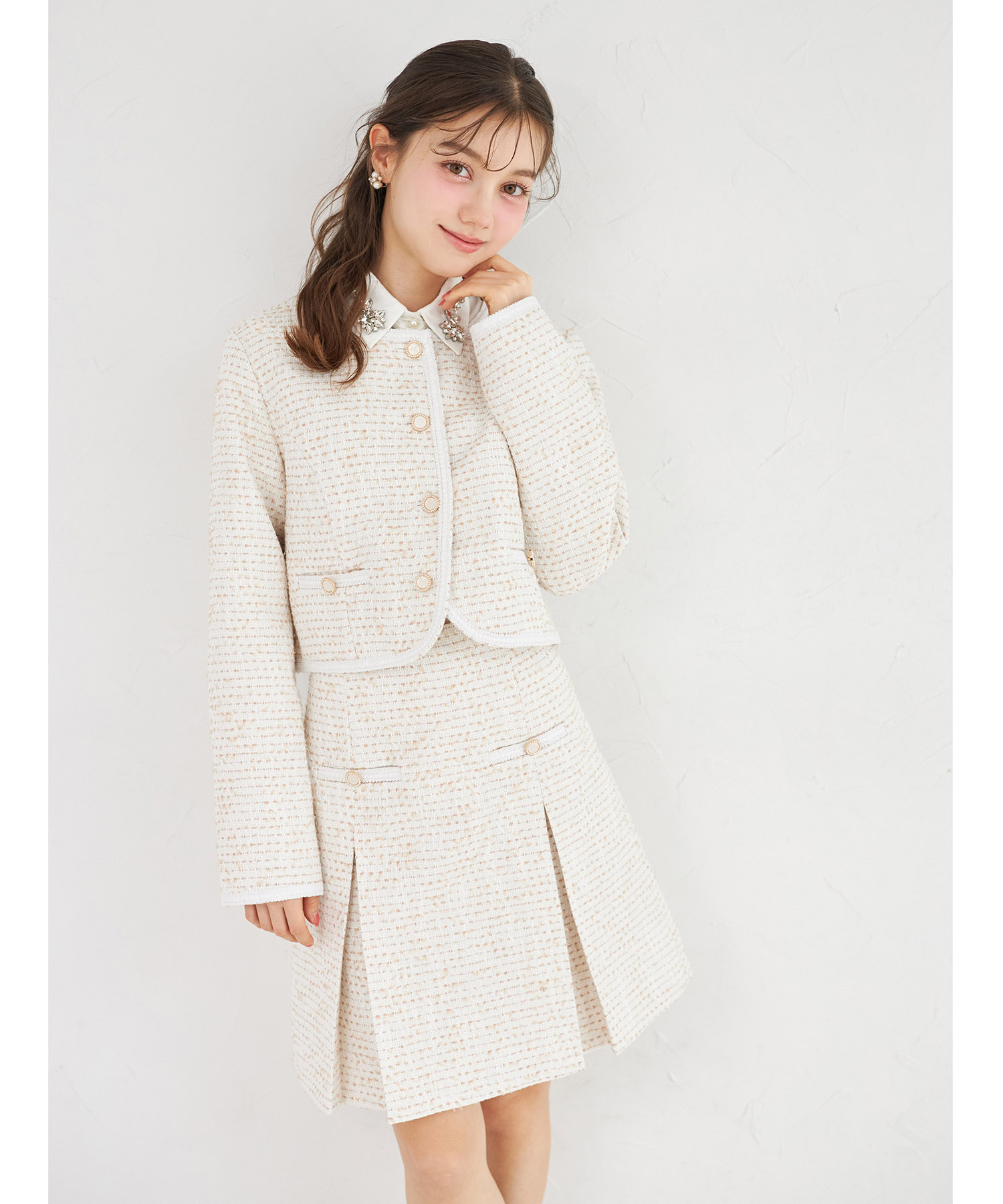 ツイードタックミニスカート  tocco closet(トッコクローゼット) ＊スペシャルプライス品につき返品/キャンセル/配送日指定不可/ラッピング不可/少量在庫のセールの為交換は出来かねる場合がございます。