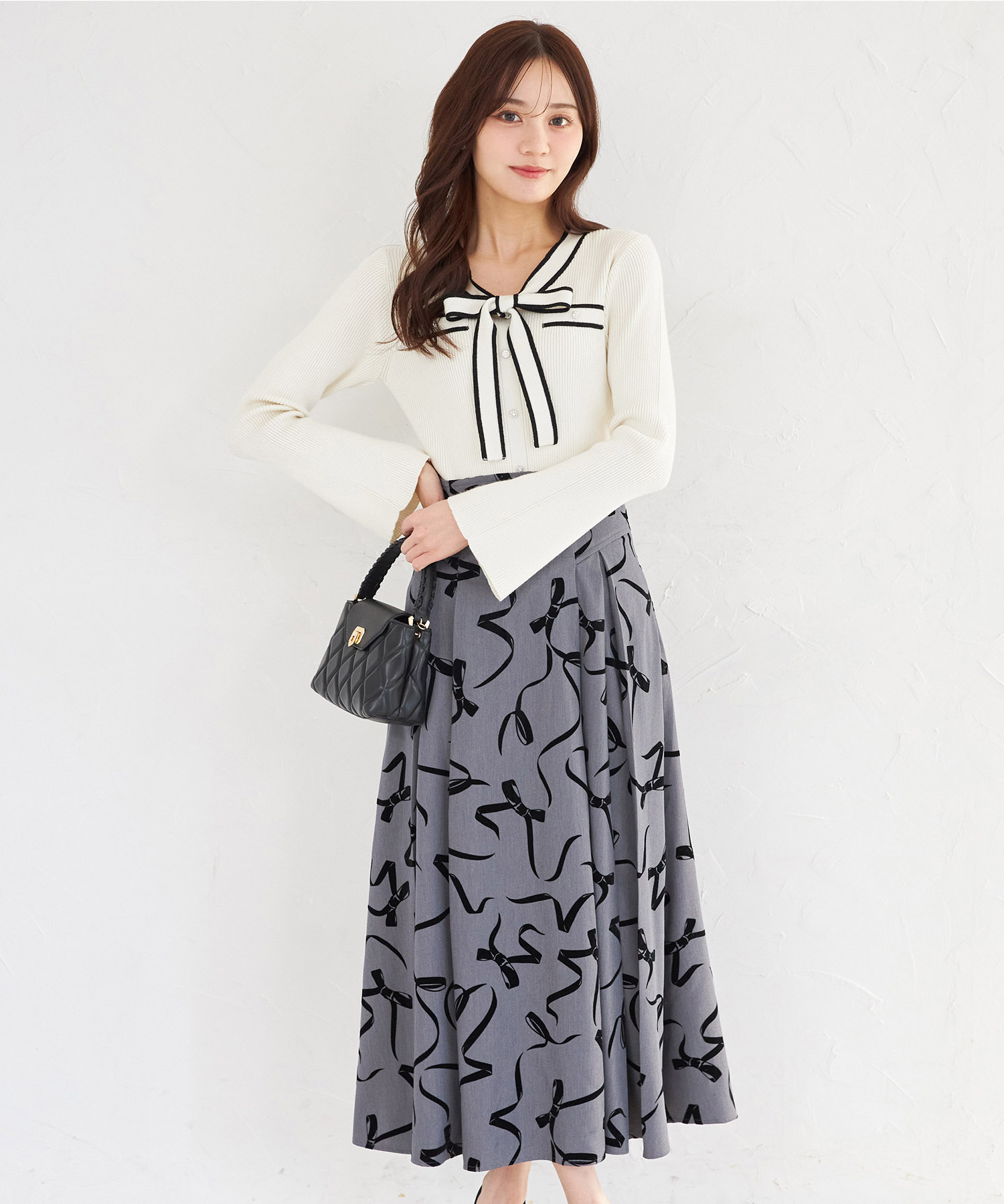 tocco トッコクローゼット　
バックレースアップフロッキーリボンスカート