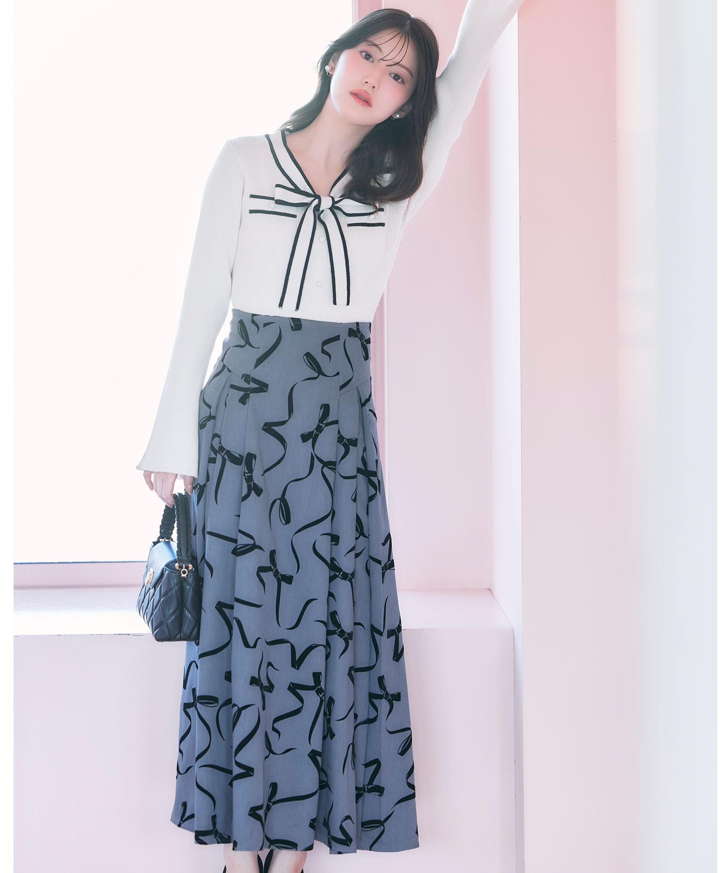 tocco トッコクローゼット バックレースアップフロッキーリボンスカート 