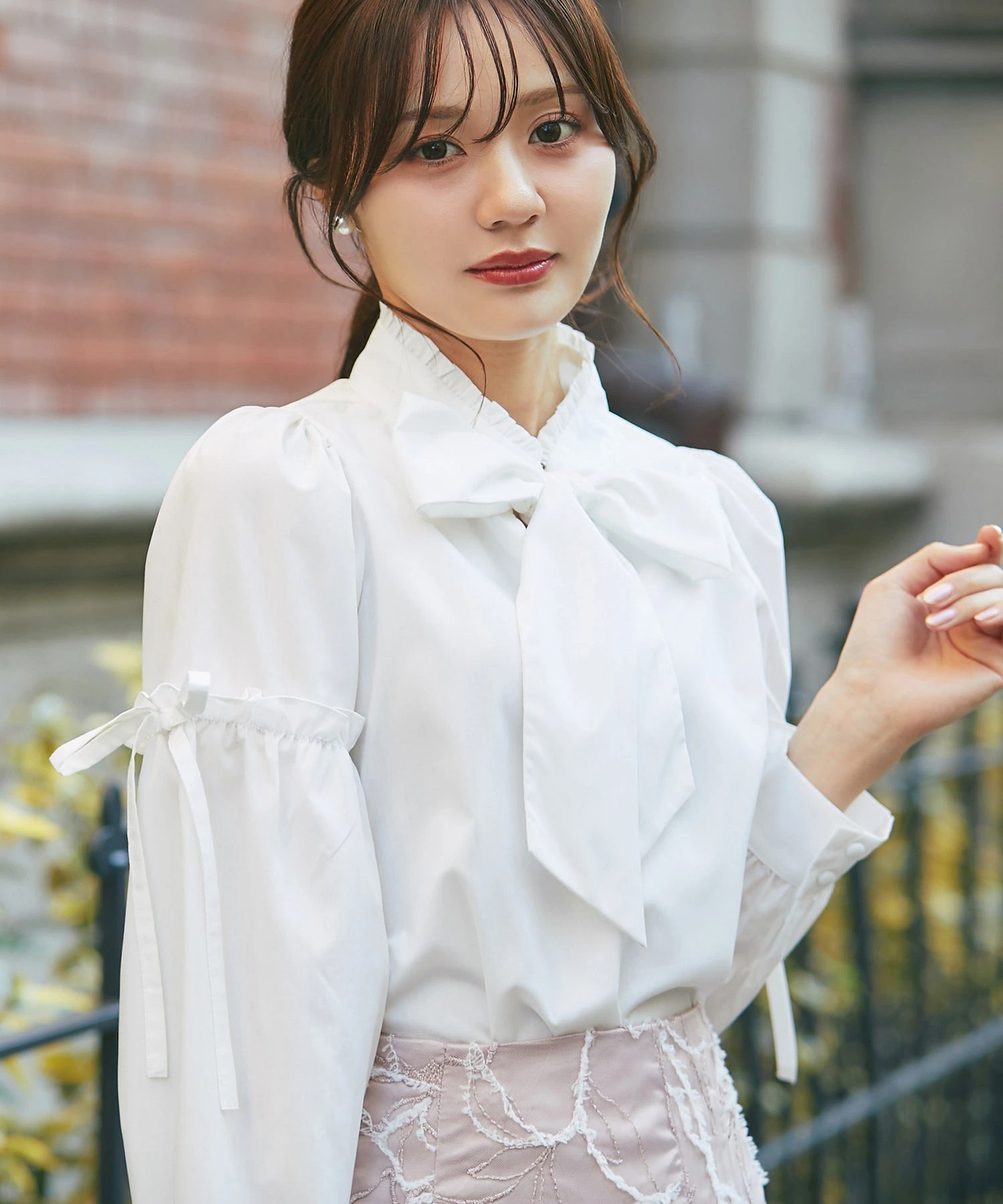 tocco トッコクローゼット　プチフリル＆リボン付きブラウス  