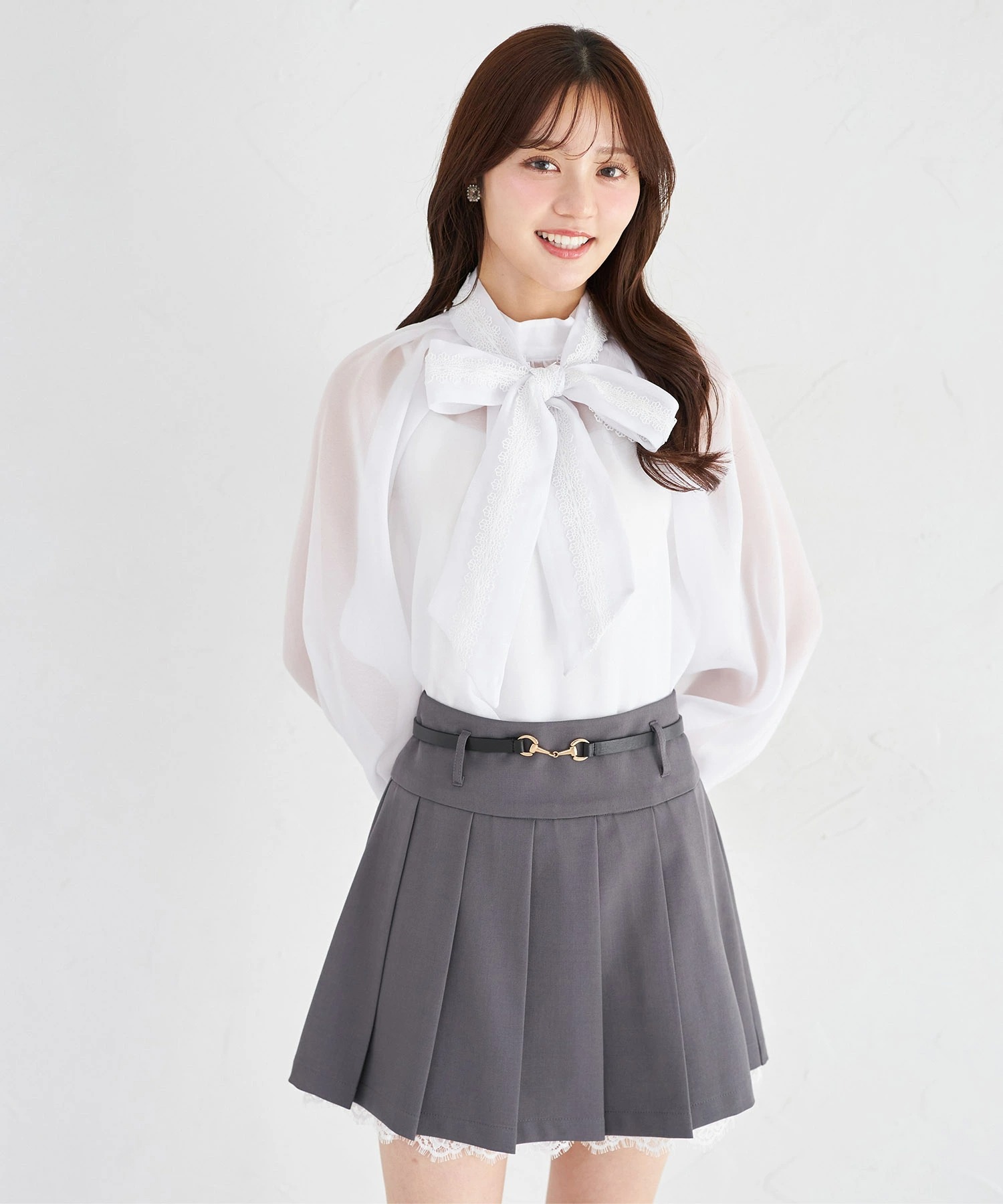 ベルト付き裾レースインナーパンツ仕様プリーツスカート tocco closet(トッコクローゼット) ＊スペシャルプライス品につき返品/キャンセル/配送日指定不可/ラッピング不可/少量在庫のセールの為交換は出来かねる場合がございます。