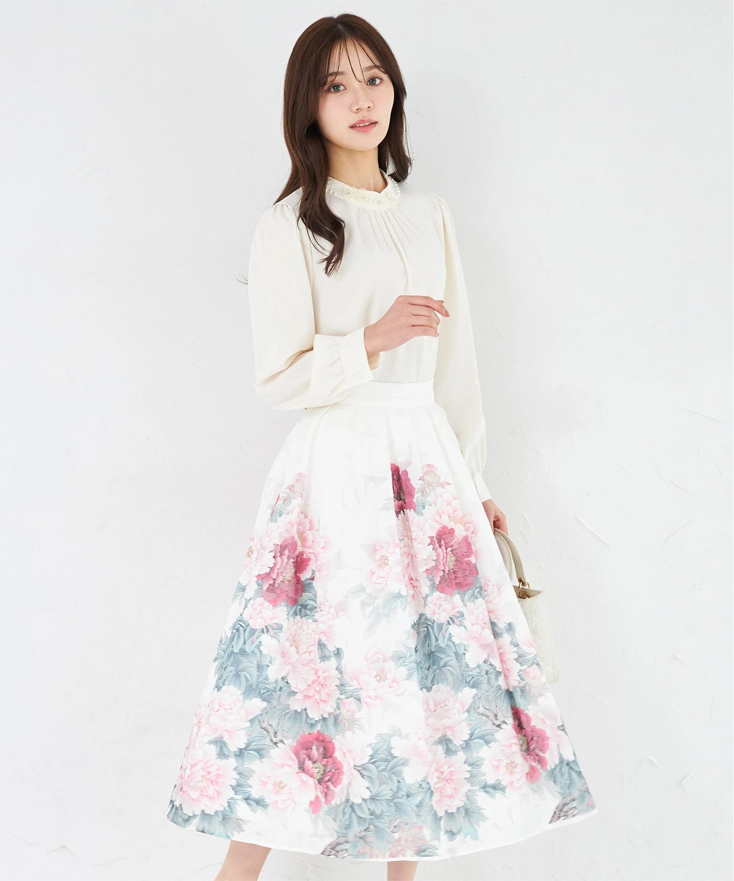 tocco トッコクローゼット　シアージャガードアンティークローズパネル柄フレアスカート