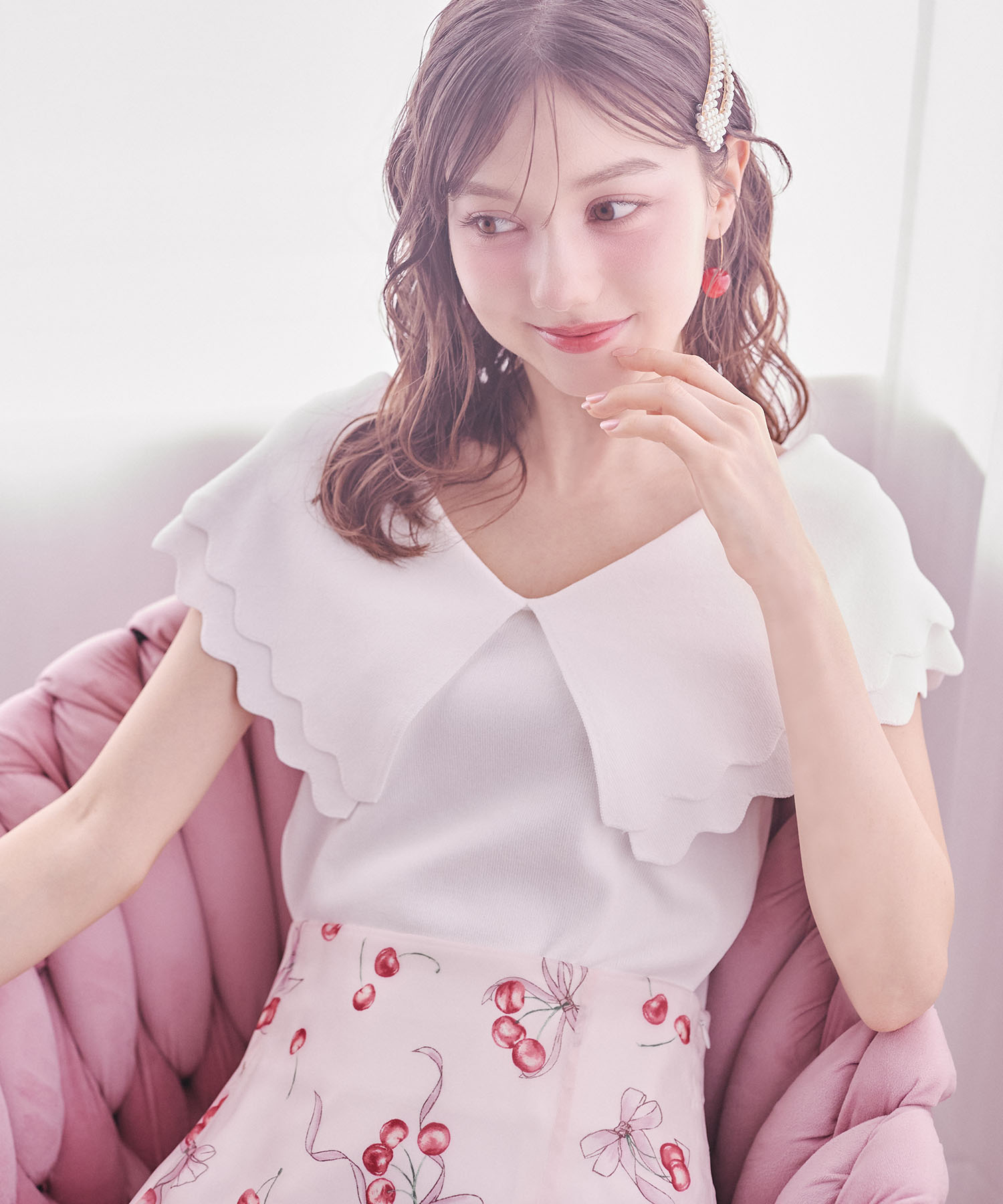 tocco トッコクローゼット　ダブルスカラップカラーニットプルオーバー