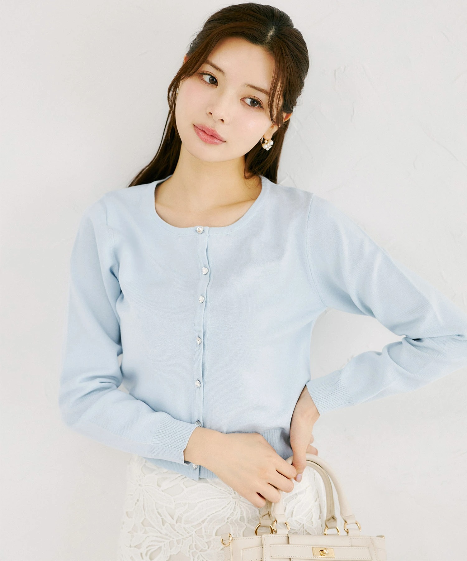 ＵＶカット＆接触冷感＆ハンドウォッシュ♪ハートビジュー釦カーディガン tocco closet(トッコクローゼット)　