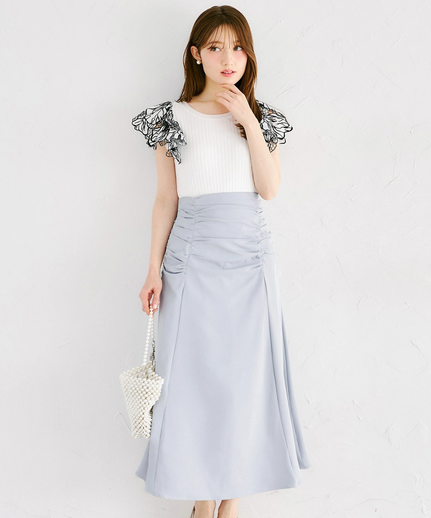 tocco トッコクローゼット　
サイドギャザー切り替えマーメイドスカート