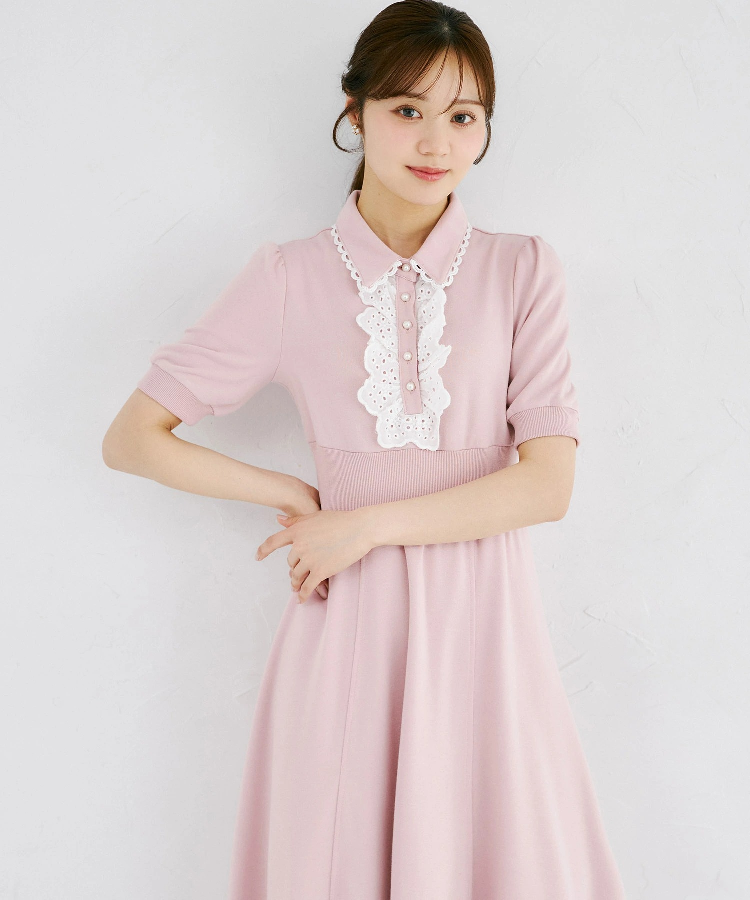 ５秒で仕上がる夏の主役服♪肩リボン付きハシゴレースティアード切り替えカシュクールワンピース
