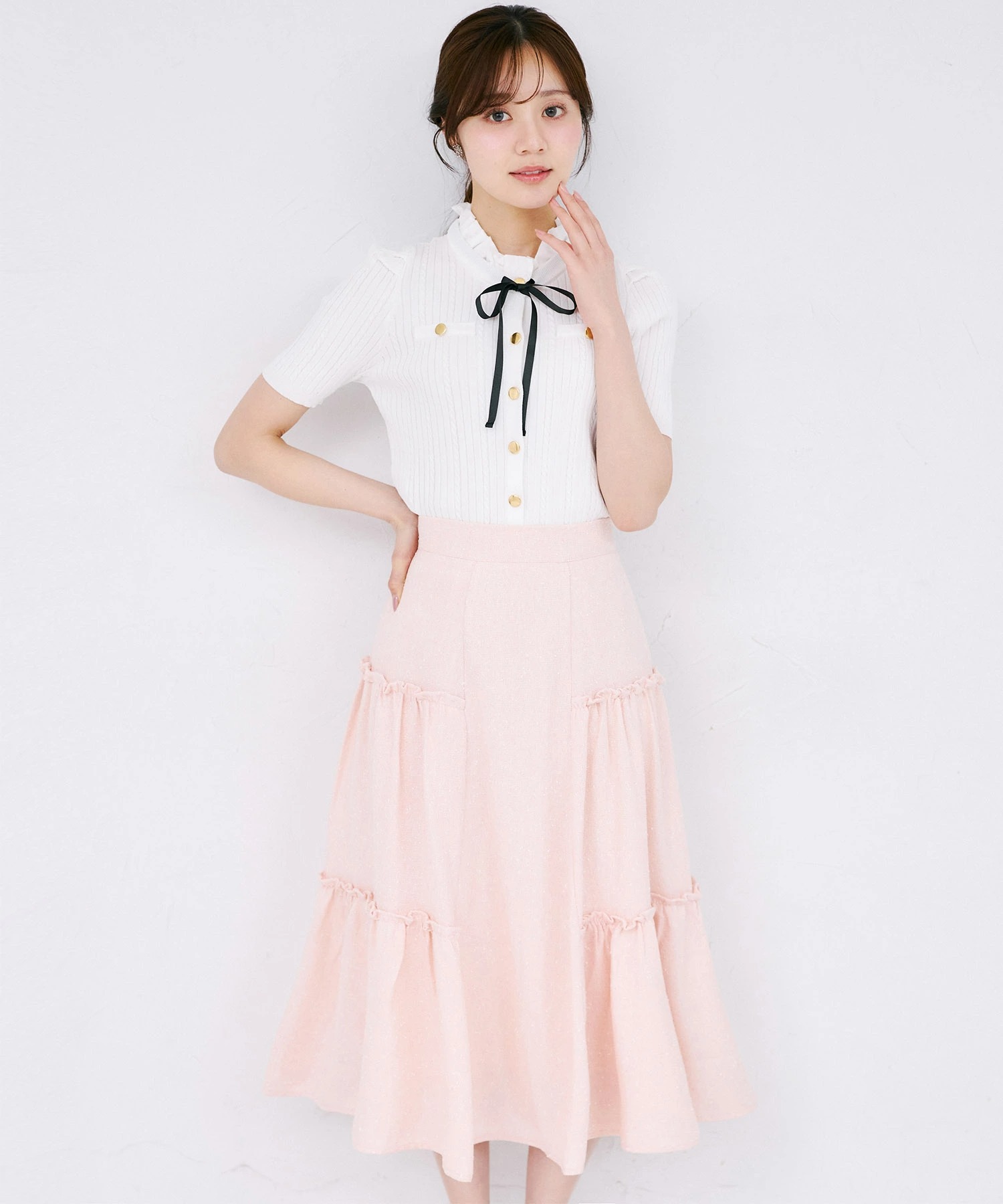 サイドティアードフリルサマーツイードスカート tocco closet(トッコクローゼット)