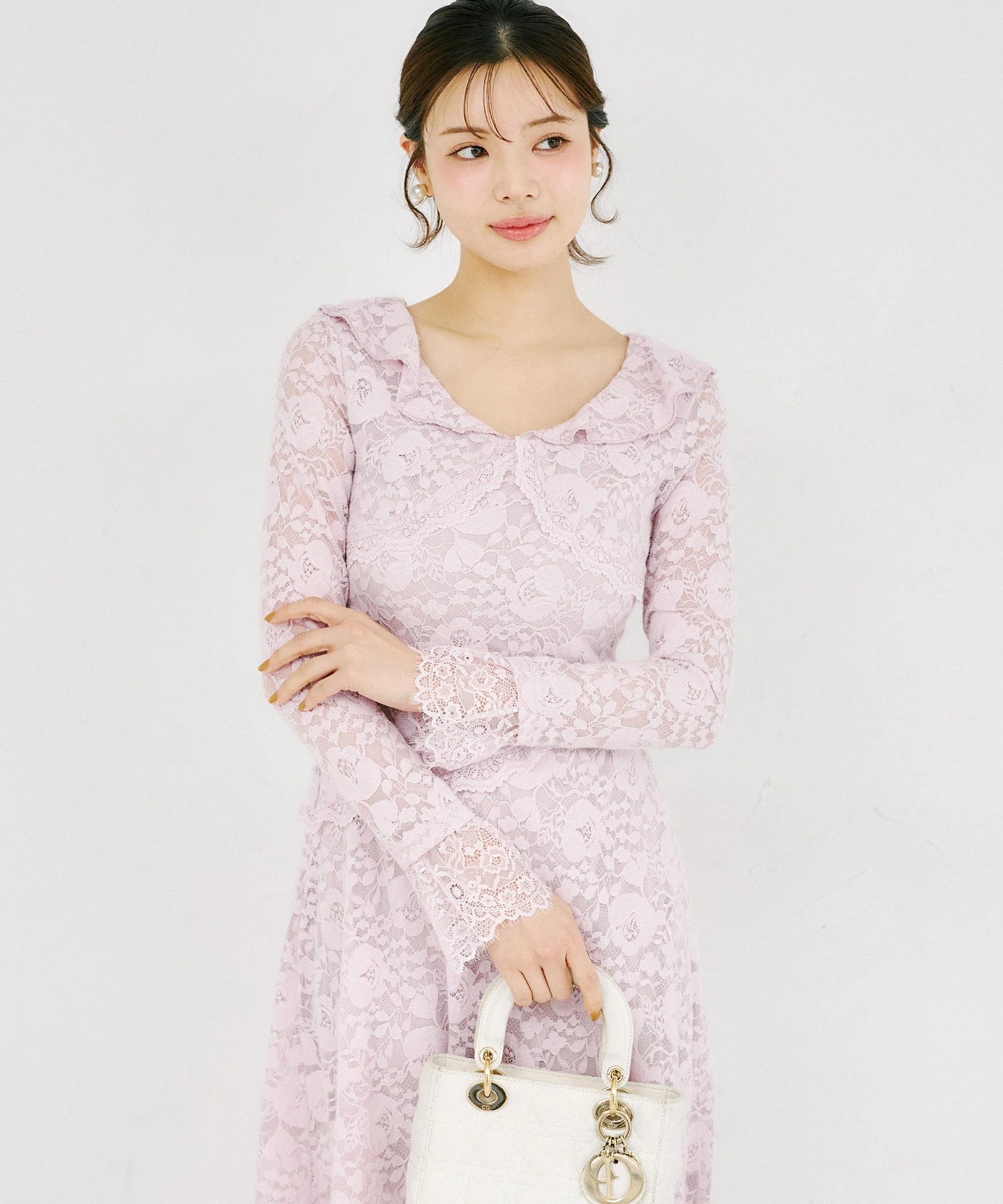 tocco トッコクローゼット　
フラワーレースラッフルフリルワンピース