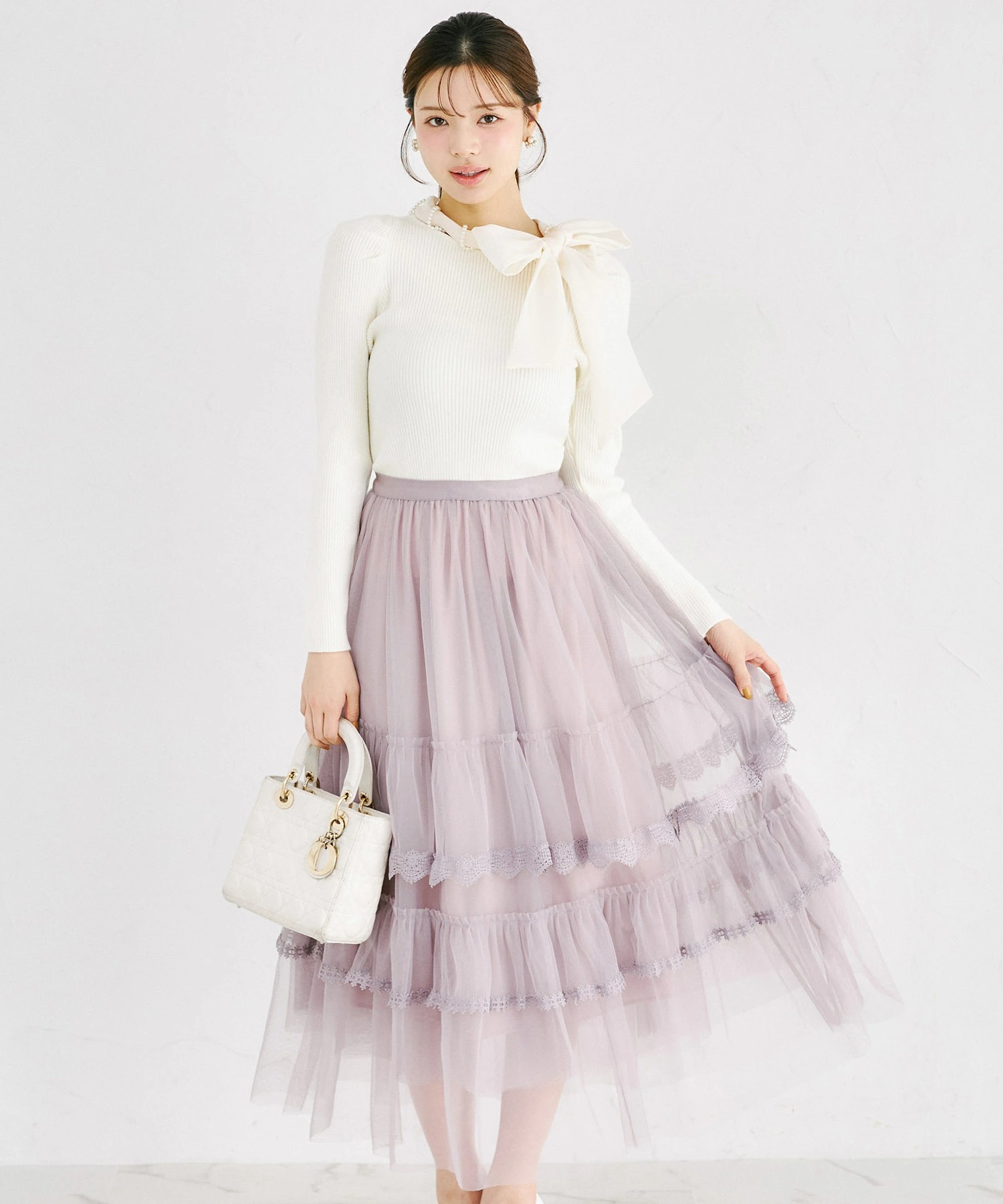 レーストリムティアードチュールスカート tocco closet(トッコクローゼット)※オフィシャルサイト限定