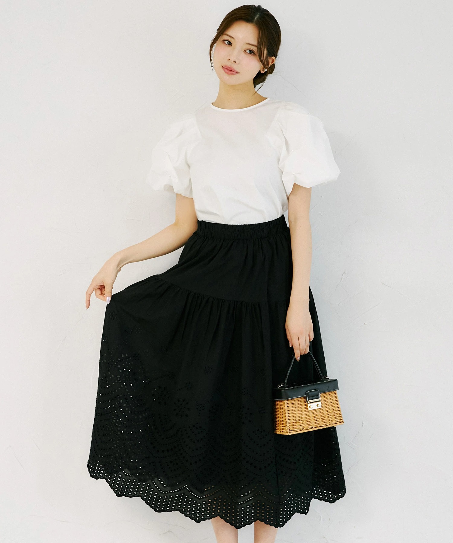 コットンレースパネルティアードスカート tocco closet(トッコクローゼット)