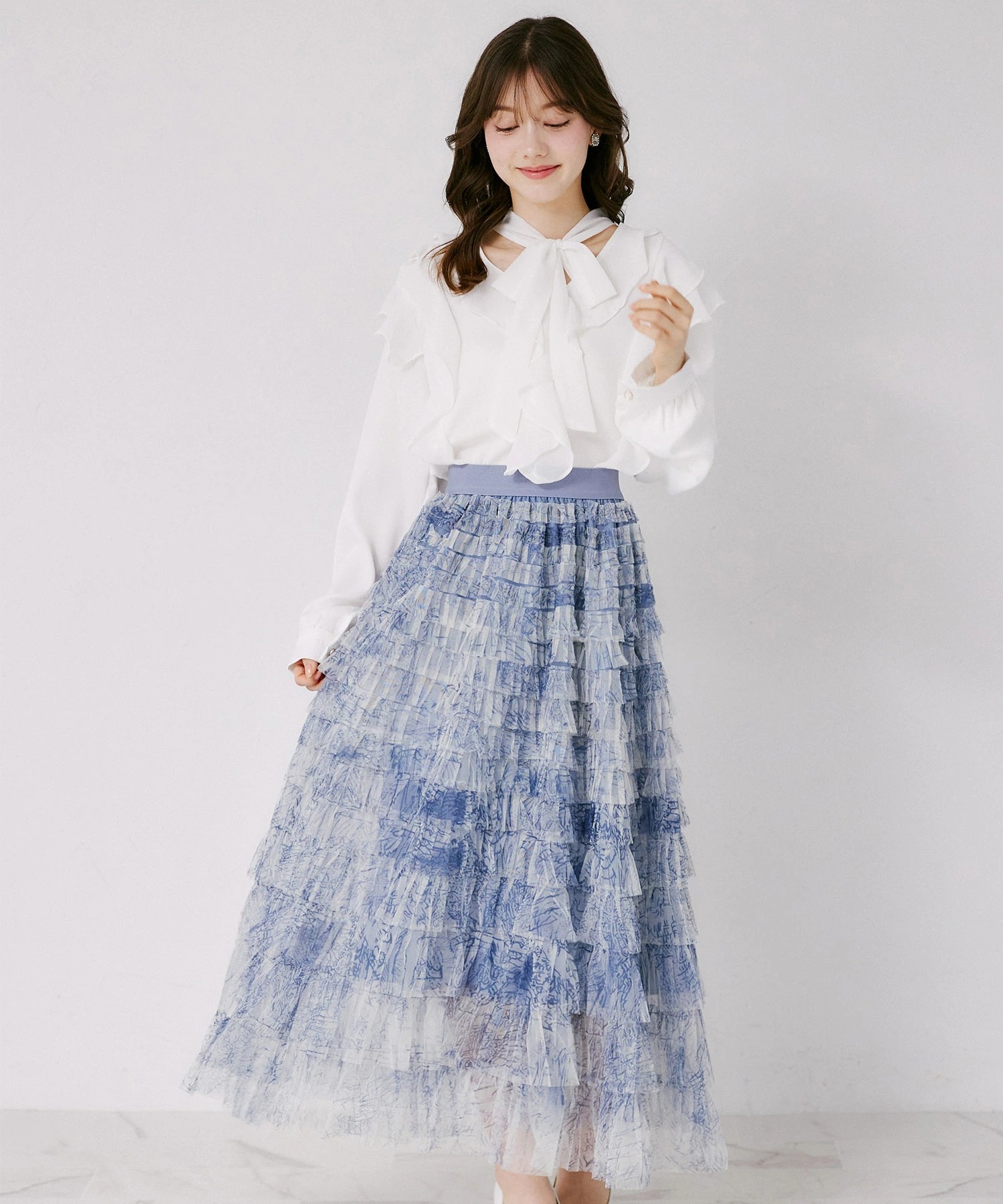 トワルドジュイプリントメニーティアードフリルチュールスカート 4月19日(日)再販決定☆  tocco closet(トッコクローゼット)　※少量の在庫確保による再販売の為、交換は出来かねる場合がございます。